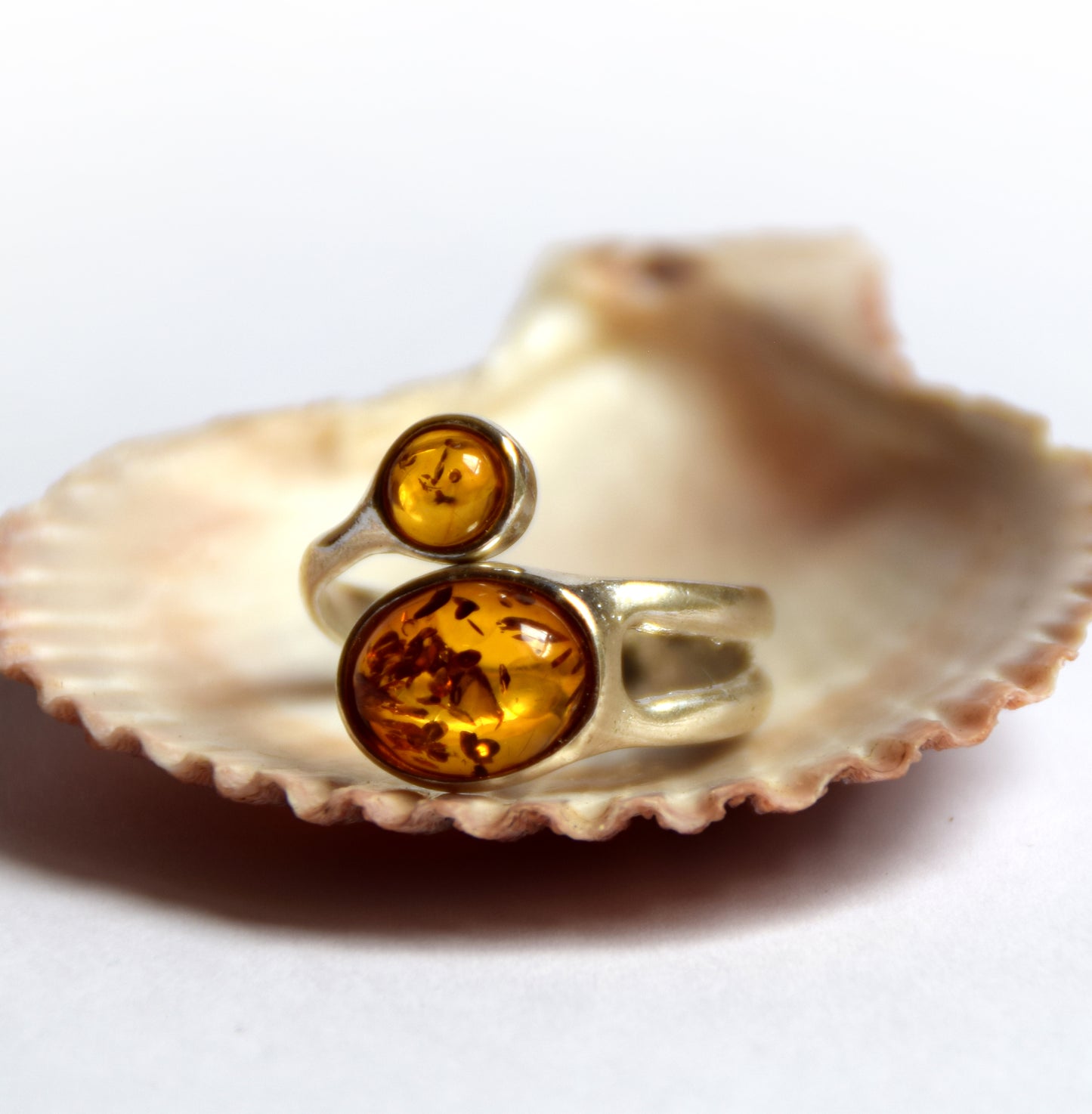 Anello regolabile con Ambra naturale Baltica e Argento 925, MJ Baltica, BP057