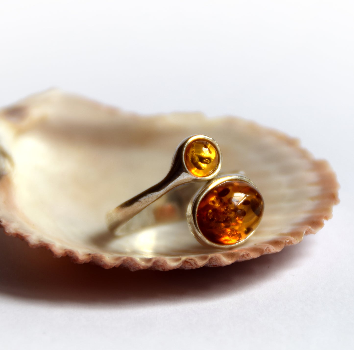 Anello regolabile con Ambra naturale Baltica e Argento 925, MJ Baltica, BP057