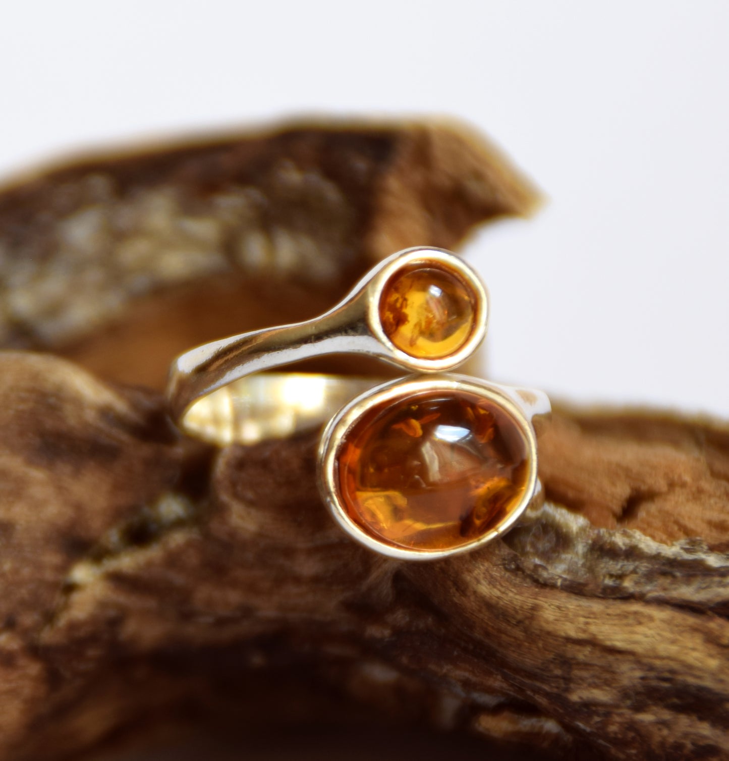 Anello regolabile con Ambra naturale Baltica e Argento 925, MJ Baltica, BP057
