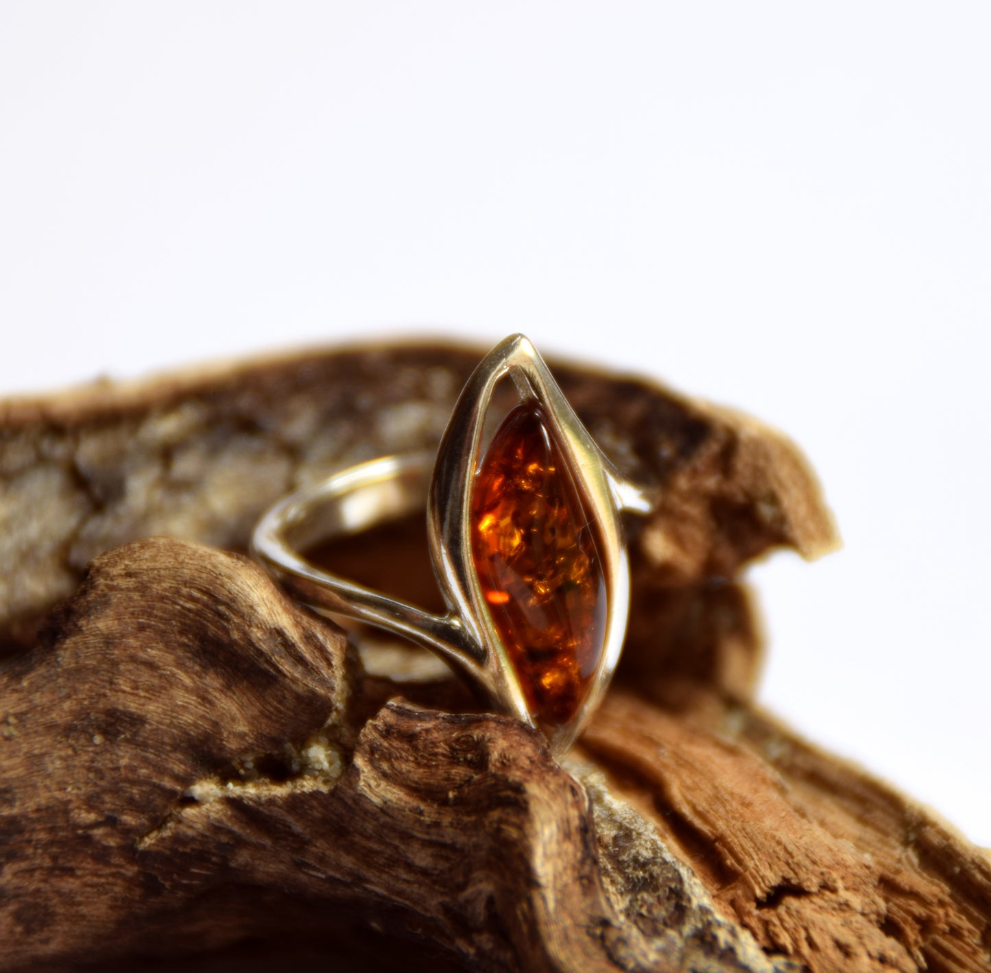 MJ Baltica, ring, natural Baltic amber, 925 silver, wave, BP060