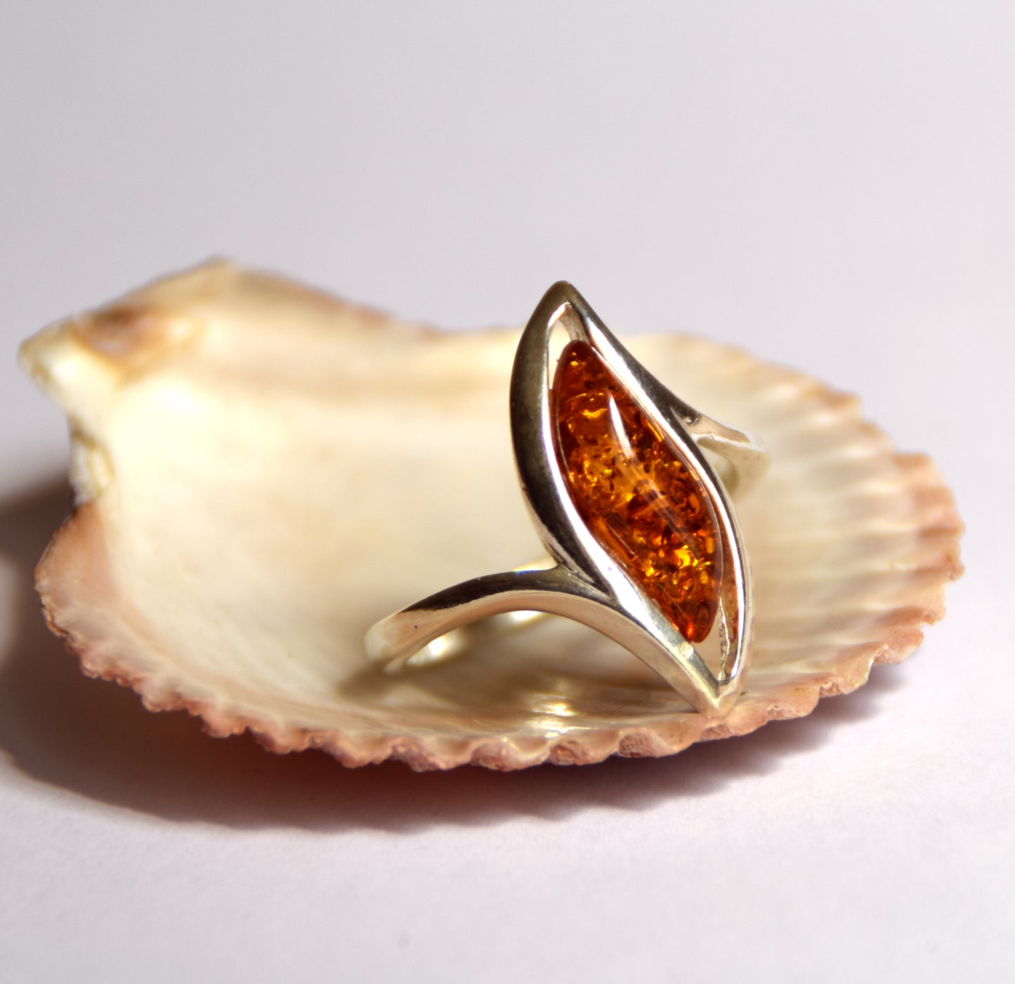 MJ Baltica, ring, natural Baltic amber, 925 silver, wave, BP060