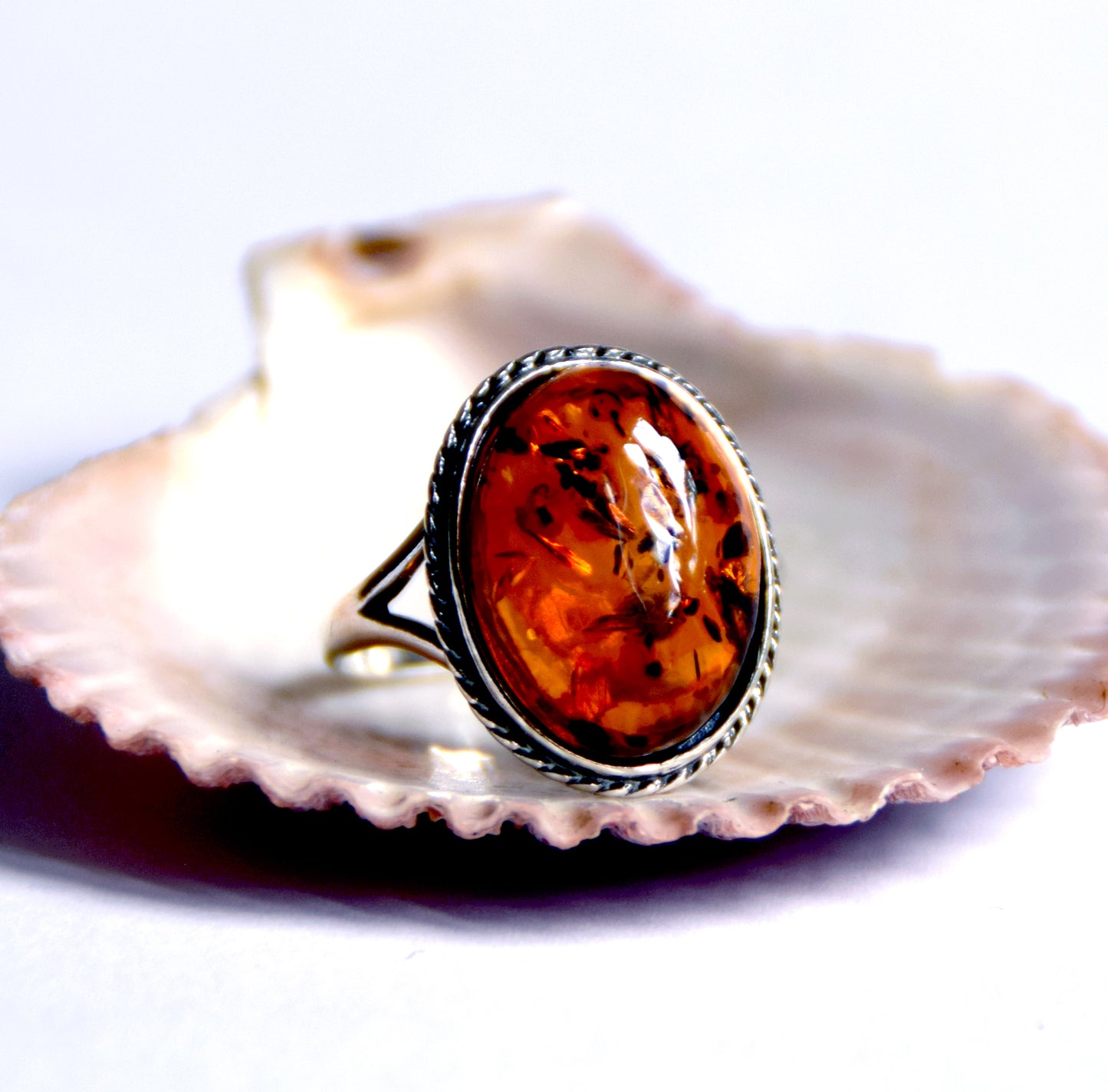 MJ Baltica, ring, natural Baltic amber, 925 silver, classic, vintage, large BP063