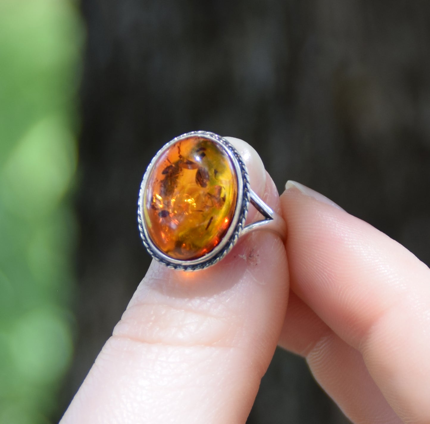 MJ Baltica, ring, natural Baltic amber, 925 silver, classic, vintage, large BP063