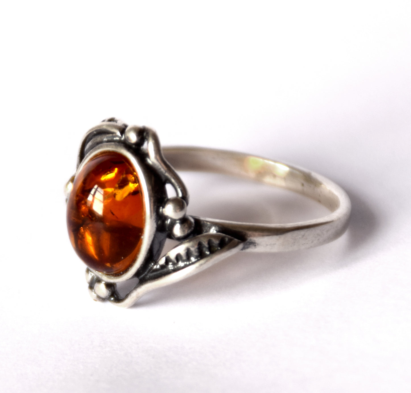 MJ Baltica, ring, natural Baltic Amber, 925 Silver, classic, vintage, wrap, luminous, band, BP087