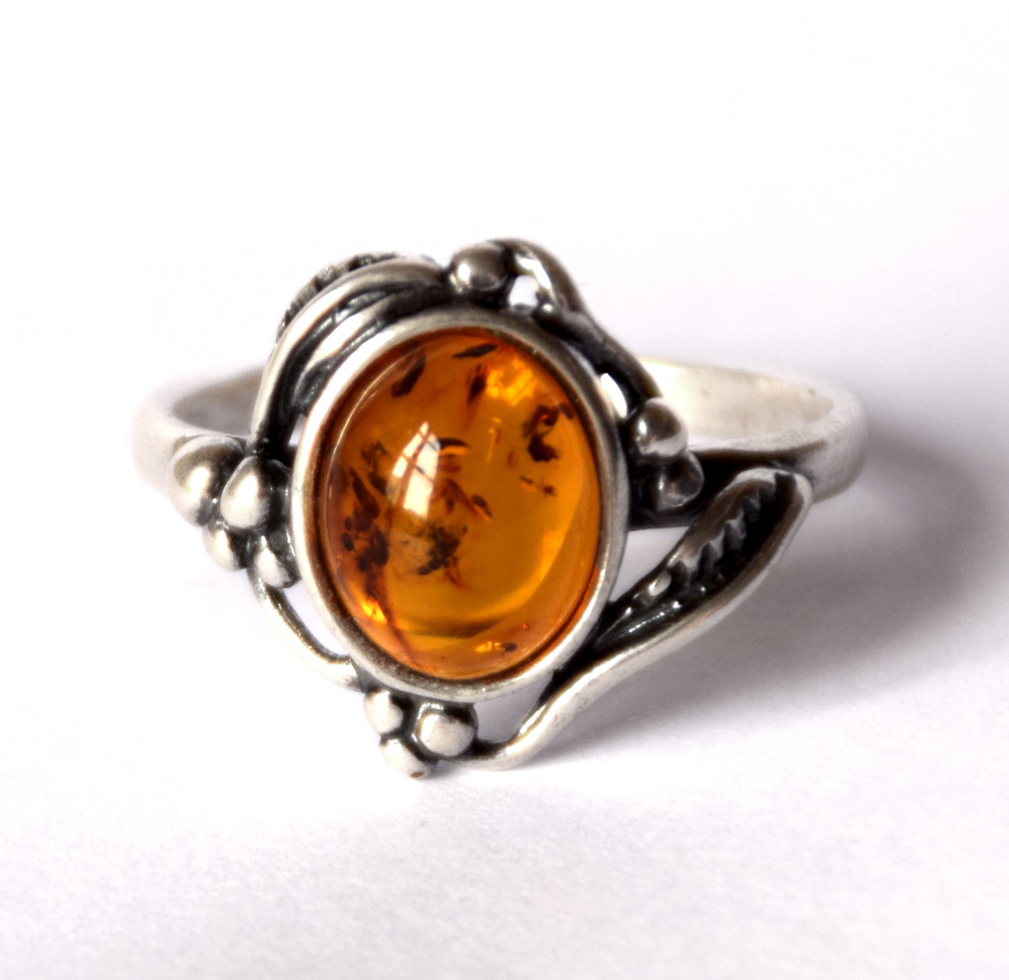 MJ Baltica, ring, natural Baltic Amber, 925 Silver, classic, vintage, wrap, luminous, band, BP087