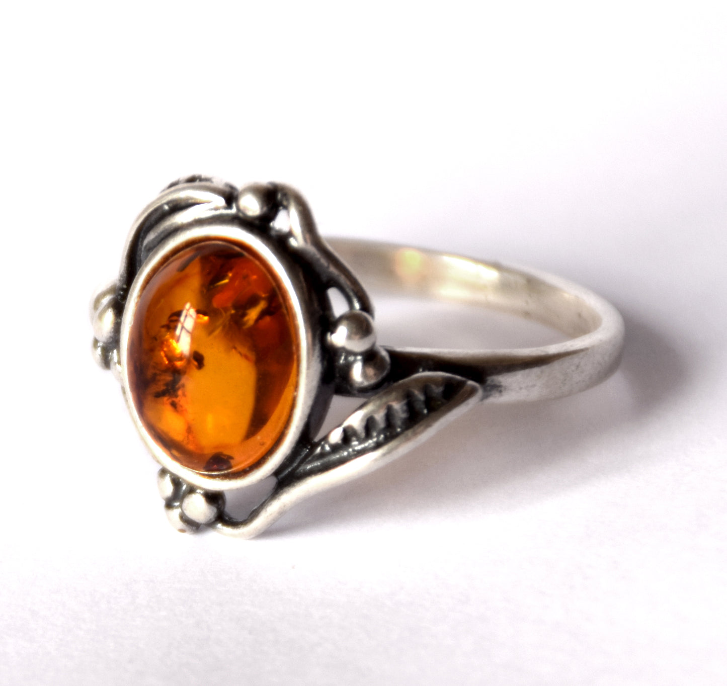 MJ Baltica, ring, natural Baltic Amber, 925 Silver, classic, vintage, wrap, luminous, band, BP087