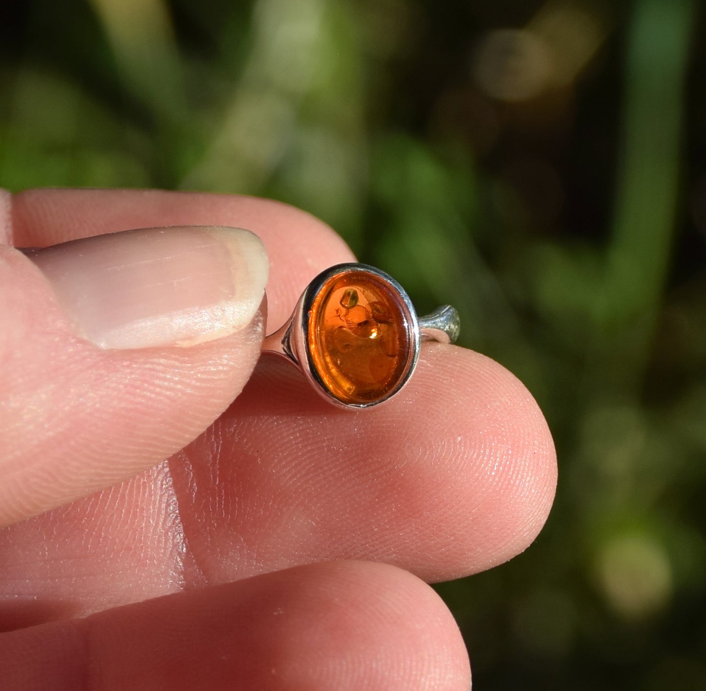 MJ Baltica, ring, natural Baltic Amber, 925 Silver, handcrafted, band, luminous BP093