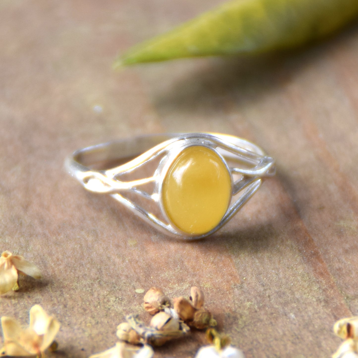 Delicate ring with natural Imperial Amber and 925 Silver, MJ Baltica, BP094