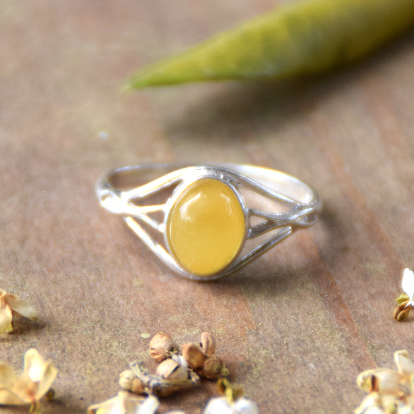 Delicate ring with natural Imperial Amber and 925 Silver, MJ Baltica, BP094