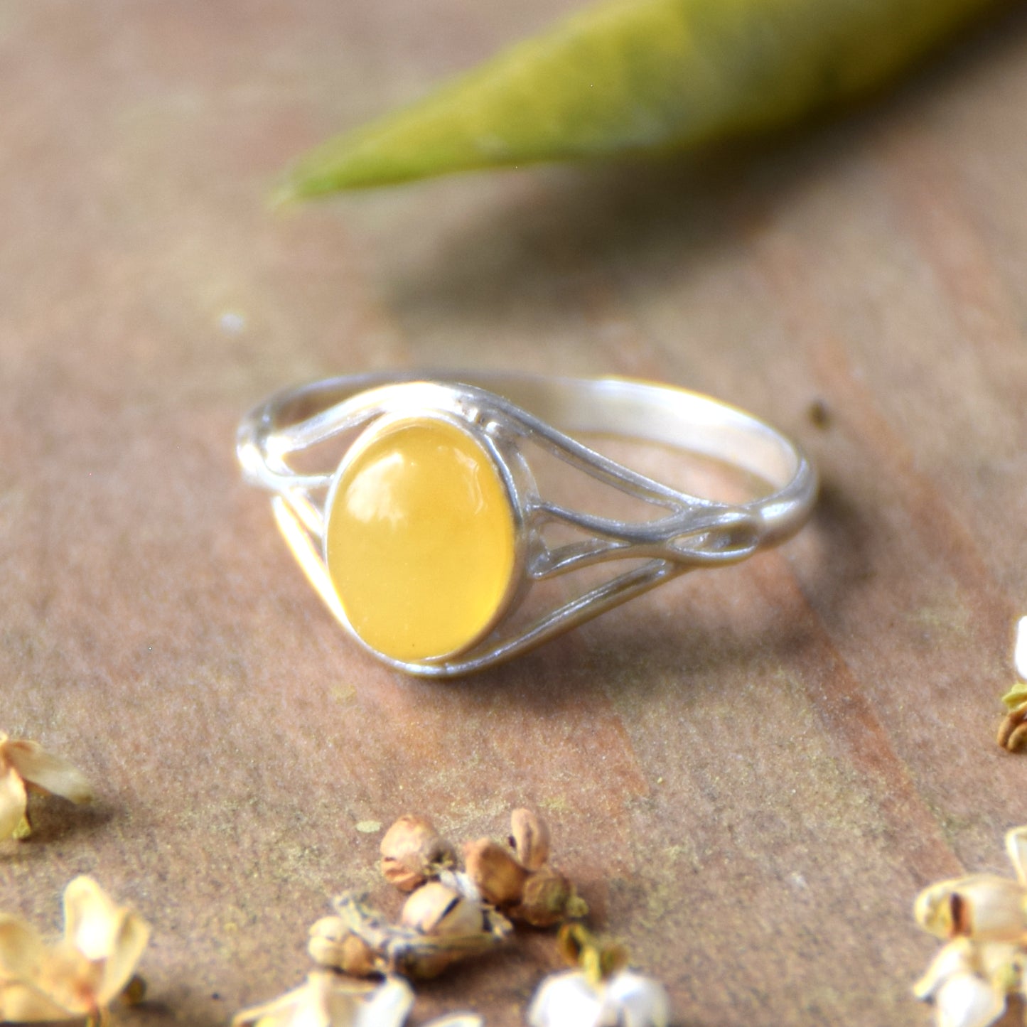 Delicate ring with natural Imperial Amber and 925 Silver, MJ Baltica, BP094