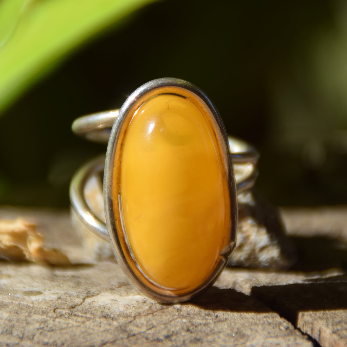 Large adjustable ring made with natural Imperial Amber and 925 Silver, MJ Baltica, BP109