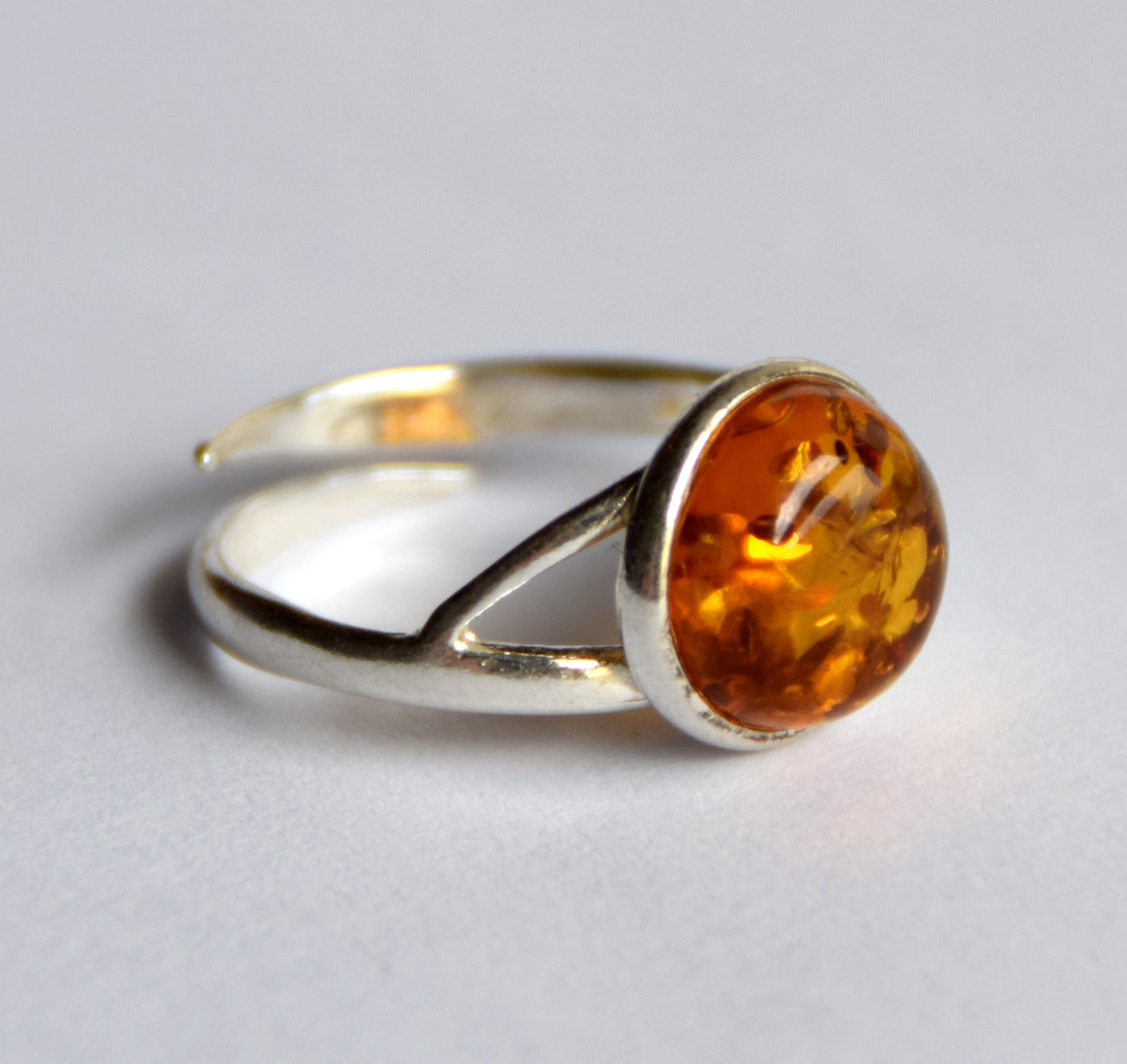 MJ Baltica, ring, natural Baltic amber, 925 silver, adjustable, handcrafted, cognac amber, filigree, BP118