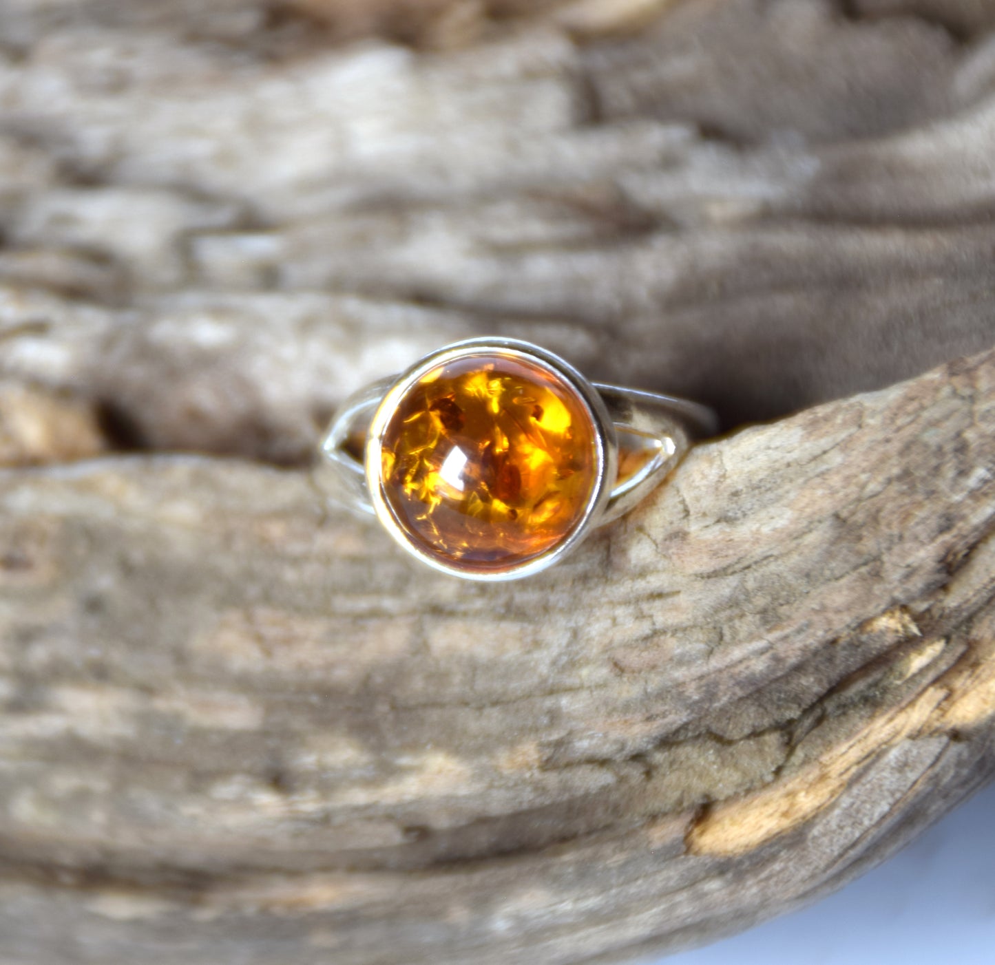 MJ Baltica, ring, natural Baltic amber, 925 silver, adjustable, handcrafted, cognac amber, filigree, BP118