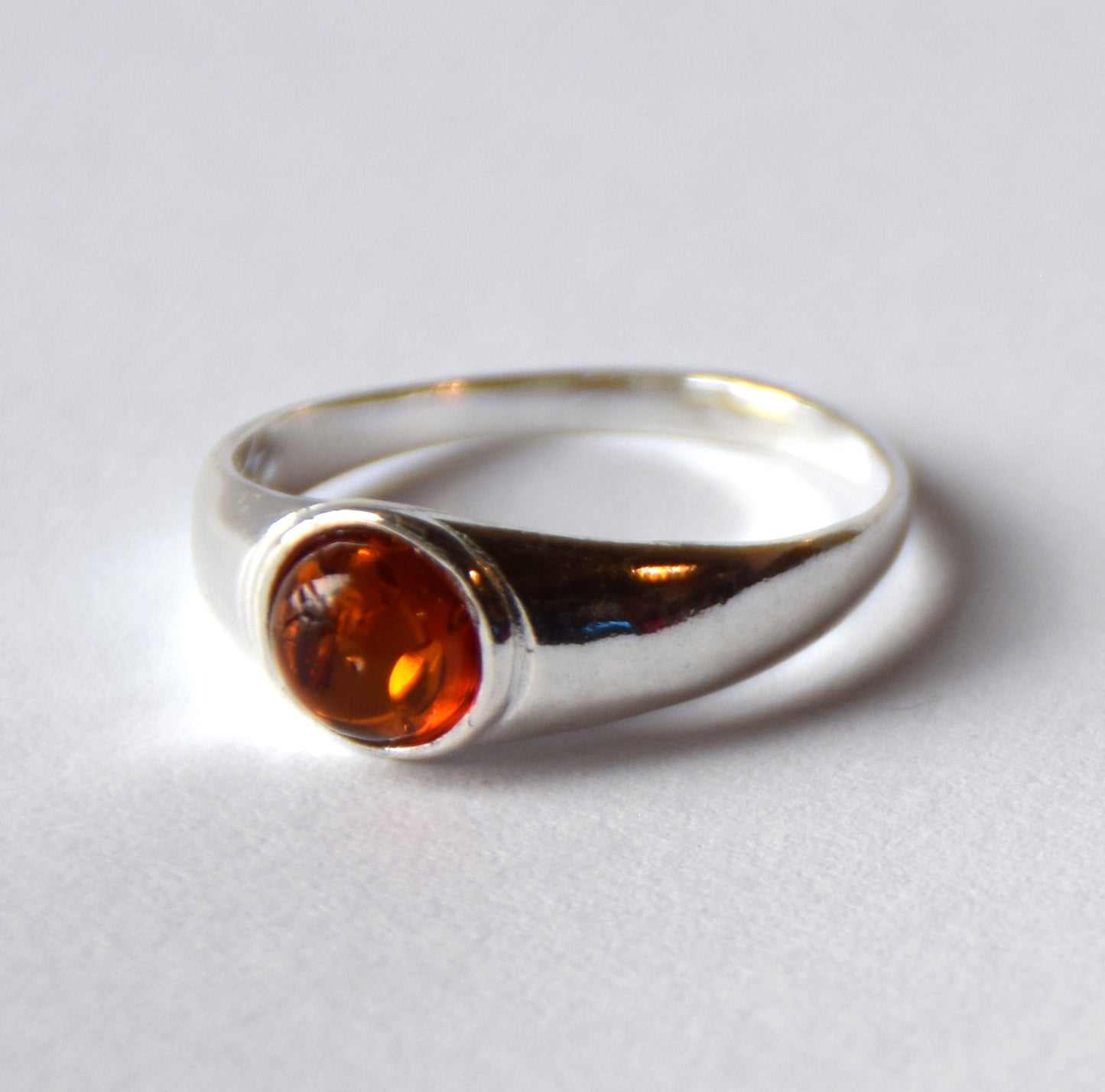 MJ Baltica, ring, natural Baltic Amber, 925 Silver, handcrafted, heart, luminous, delicate, BP101