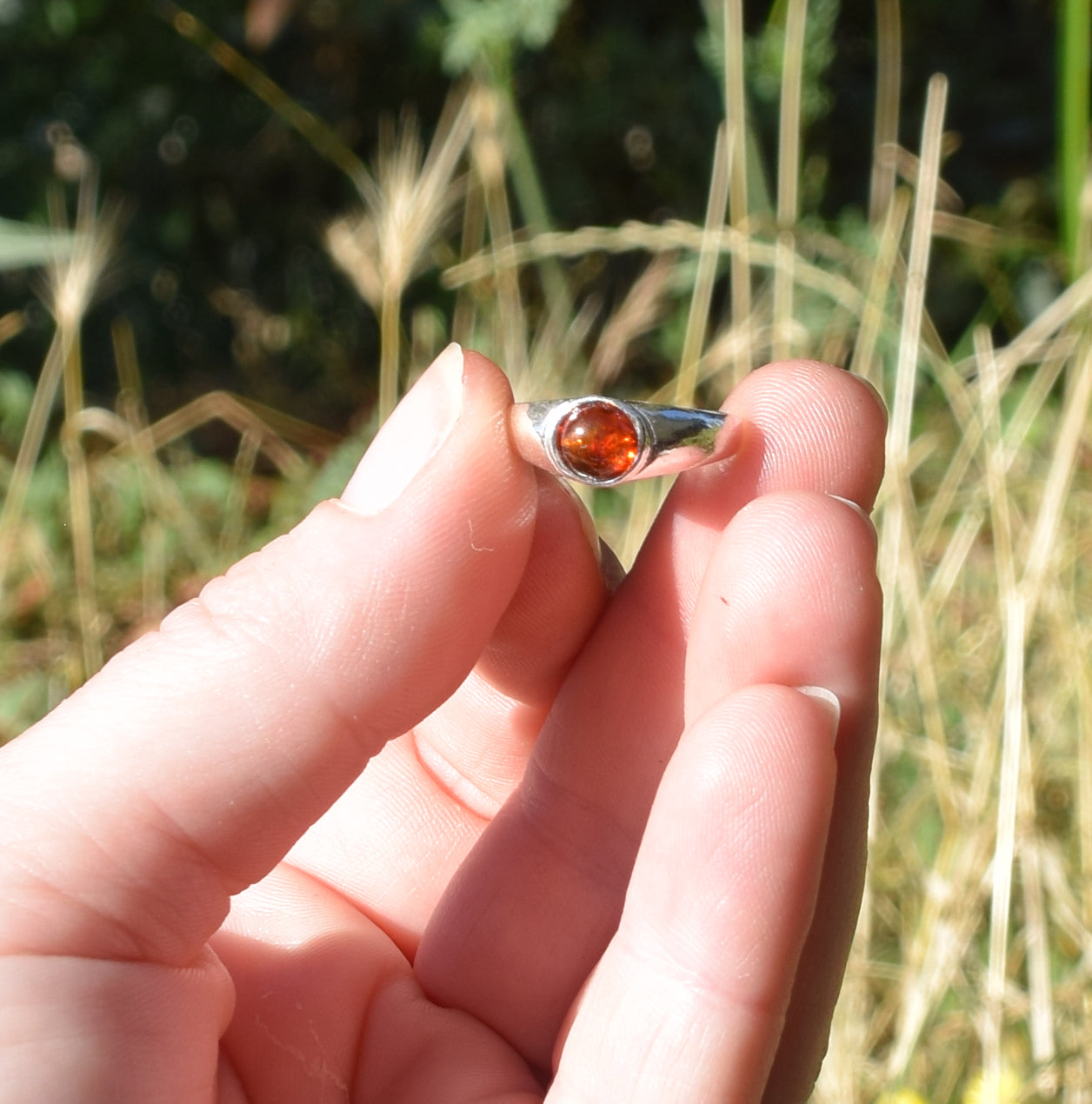 MJ Baltica, ring, natural Baltic Amber, 925 Silver, handcrafted, heart, luminous, delicate, BP101