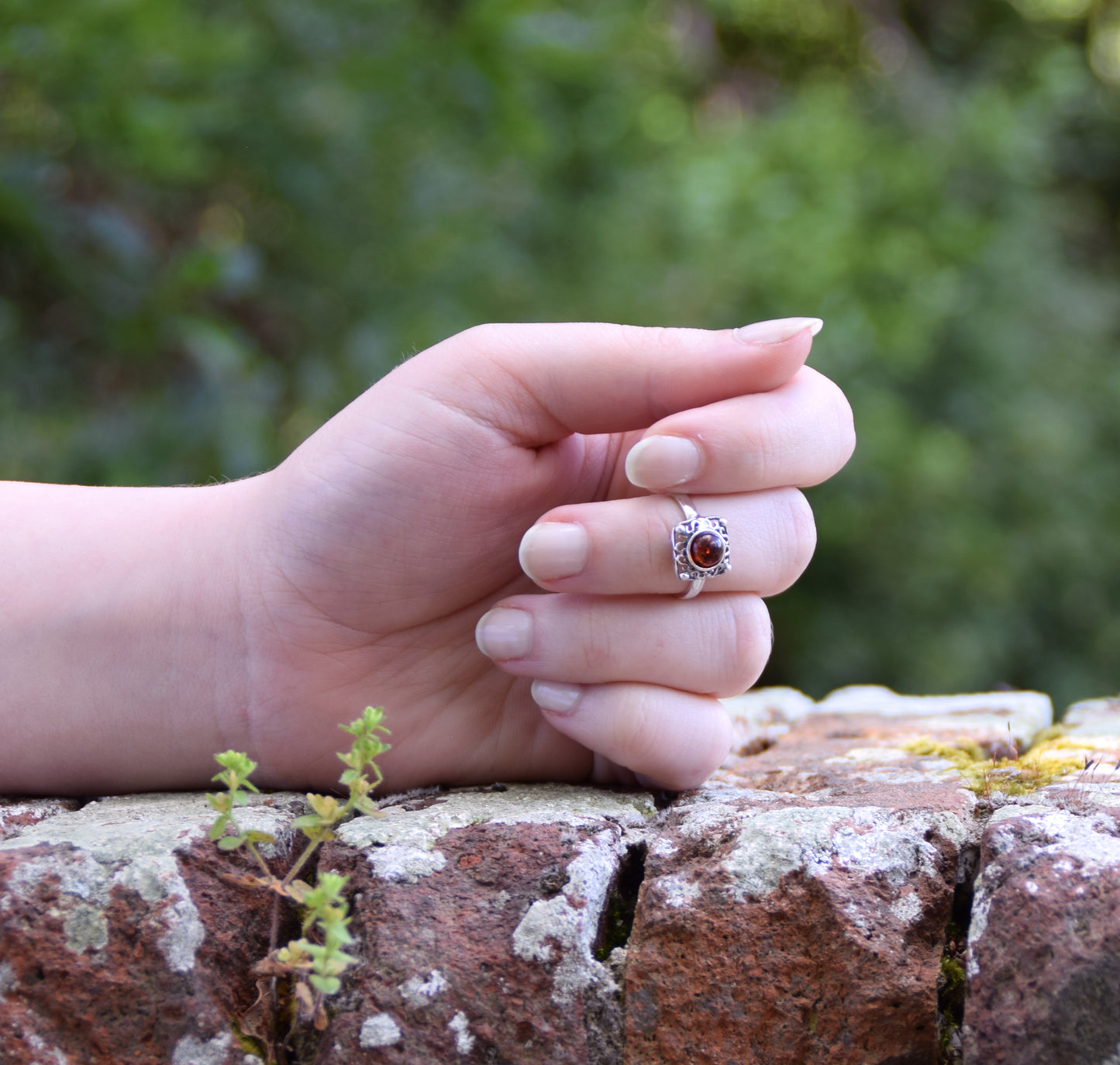 MJ Baltica, ring, natural Baltic Amber, 925 Silver, handcrafted, heart, luminous, delicate, BP101