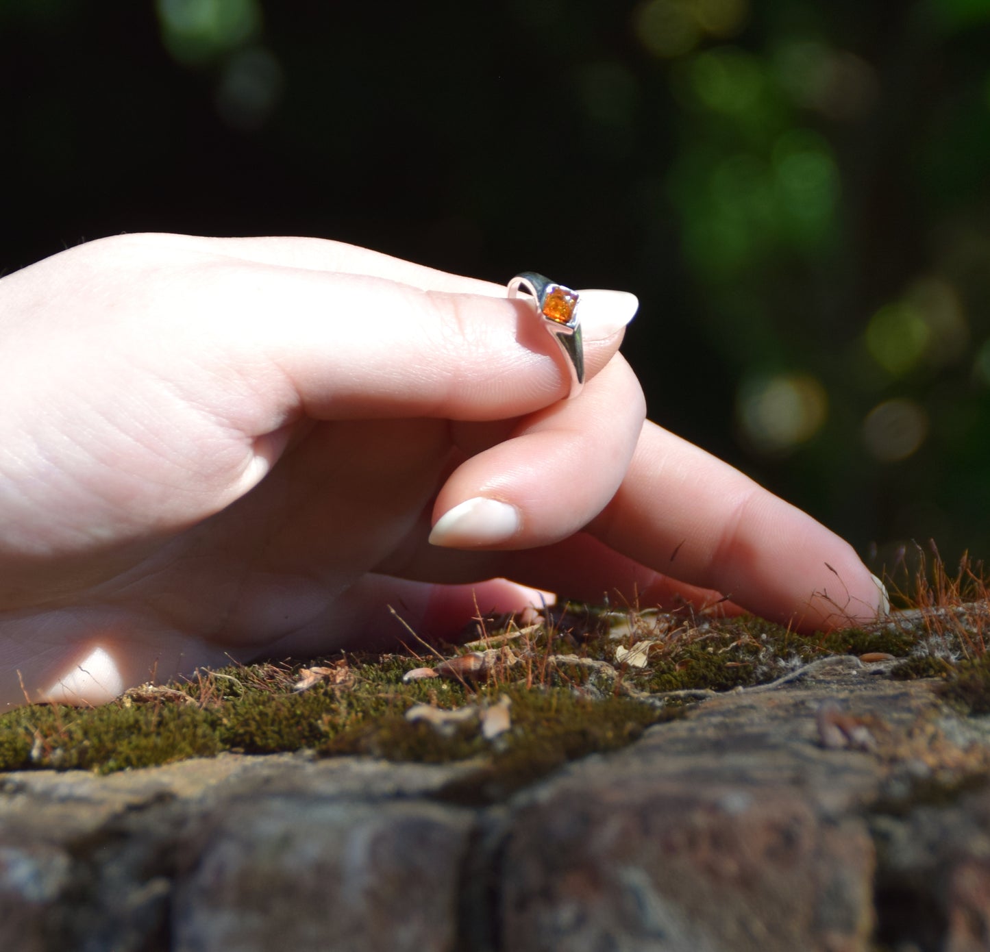 MJ Baltica, ring, natural Baltic Amber, 925 Silver, handcrafted, luminous, delicate, BP135