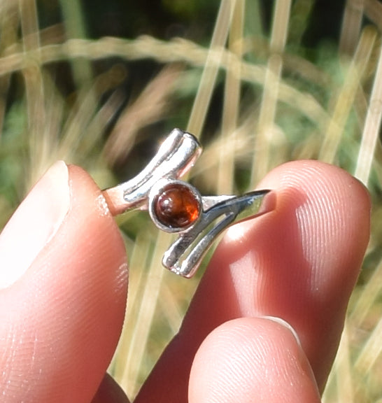 MJ Baltica, ring, natural Baltic Amber, 925 Silver, handcrafted, luminous, delicate, BP136