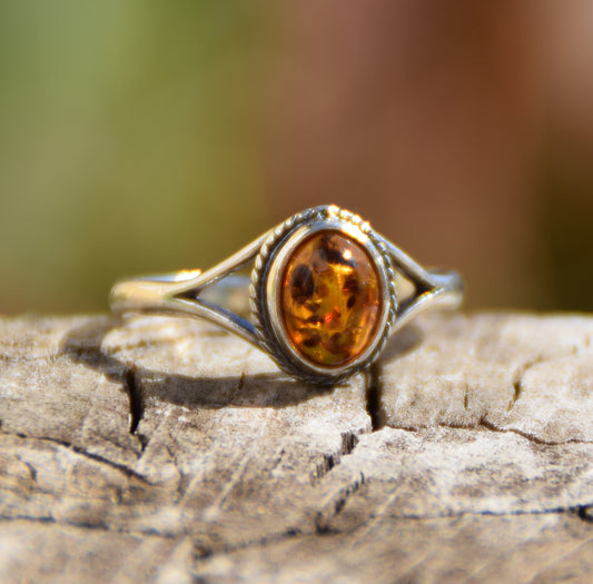 MJ Baltica, anello, Ambra naturale Baltica, Argento 925, vintage, classico, BP152