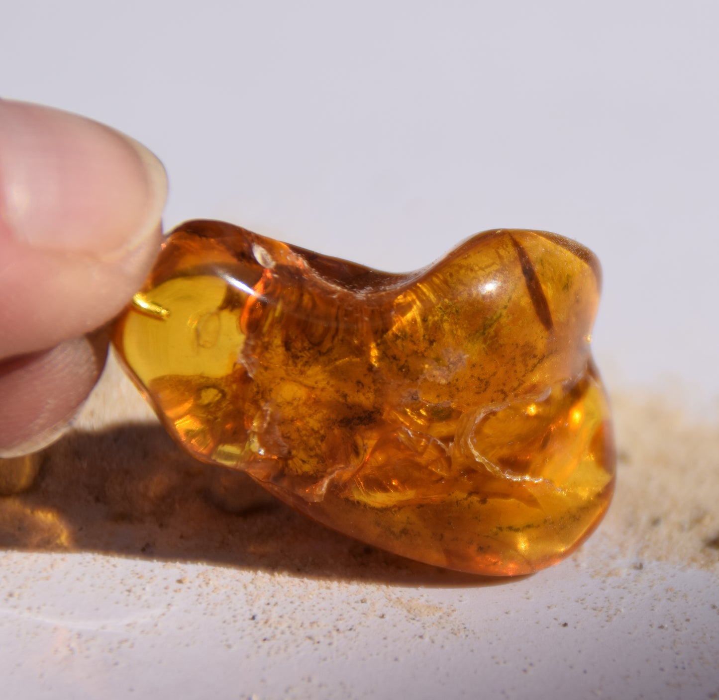 Pendant with Natural Baltic Amber gemstone with fossil inclusions for collection, MJ Baltica, BW105