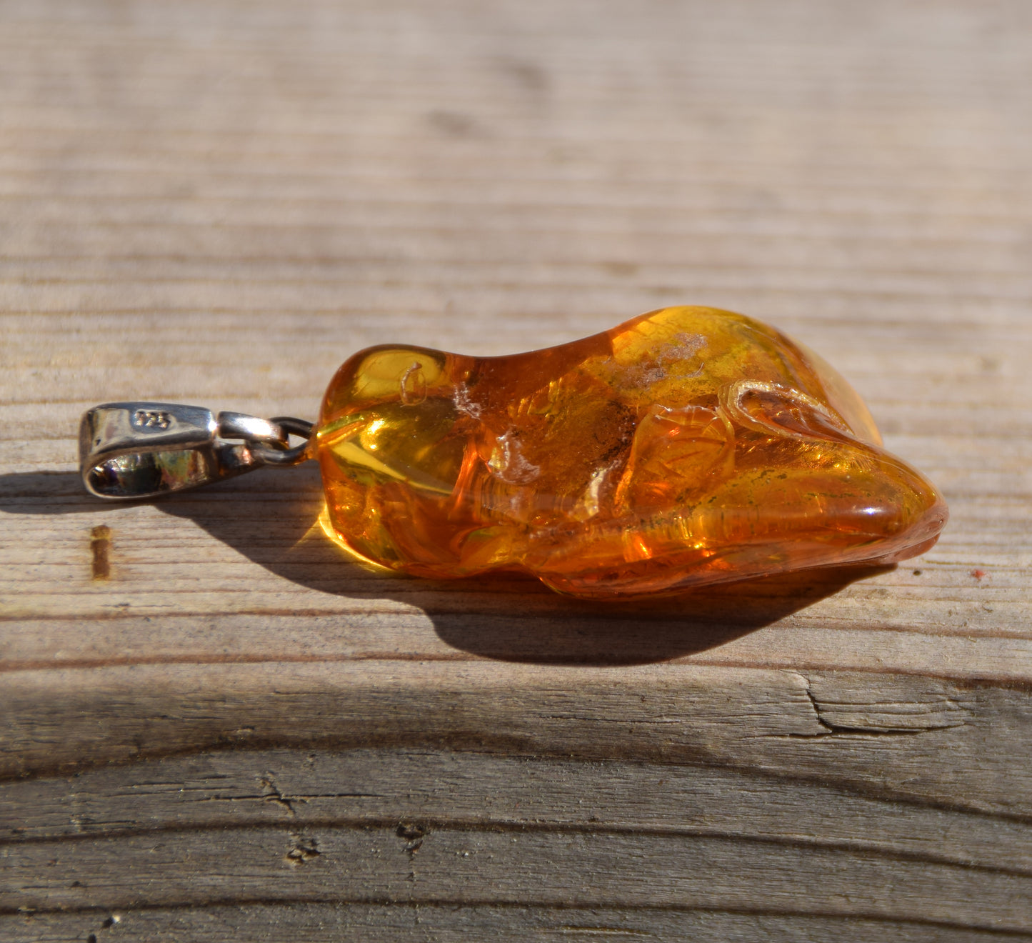 Pendant with Natural Baltic Amber gemstone with fossil inclusions for collection, MJ Baltica, BW105