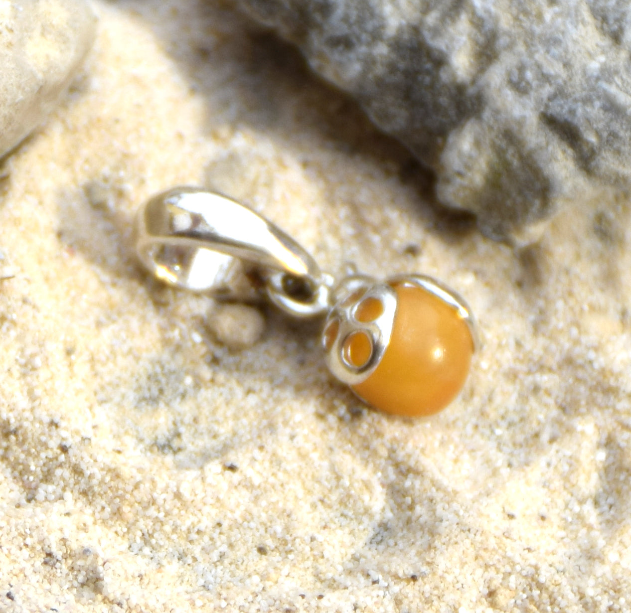 Delicate Ladybug Charm Necklace with Imperial Natural Amber and 925 Sterling Silver, MJ Baltica, BW140