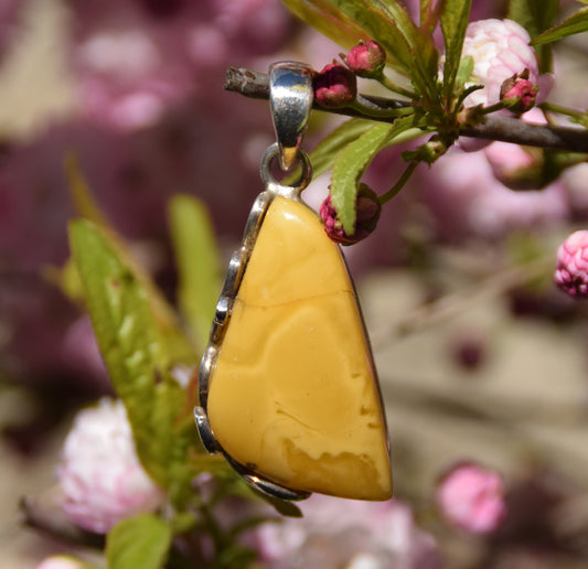 MJ Baltica, ciondolo, Ambra naturale Baltica, Argento 925, unico, grande, artigianale, BW192