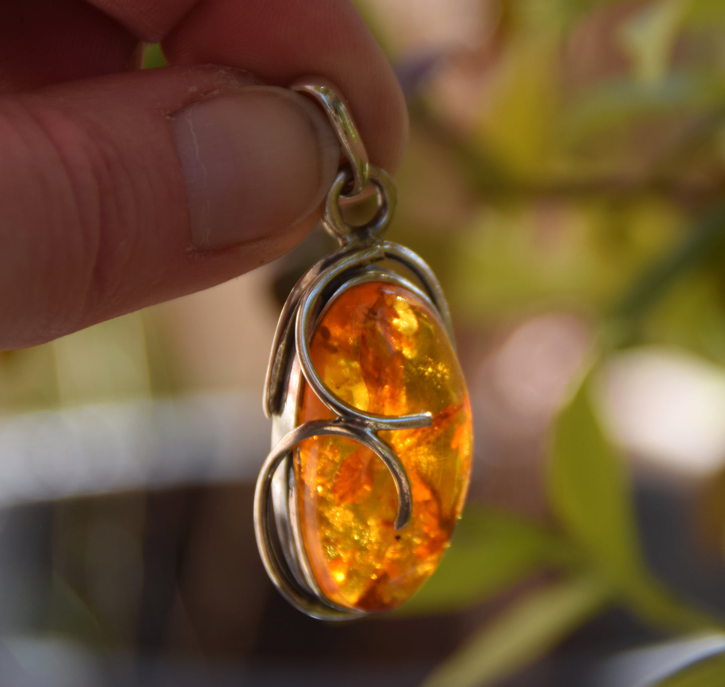 Bright pendant created with natural cognac amber and 925 Silver, MJ Baltica, BW198