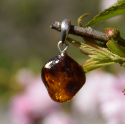 MJ Baltica, ciondolo, Ambra naturale Baltica, Argento 925, unico, irregolare, unisex, artigianale, BW206