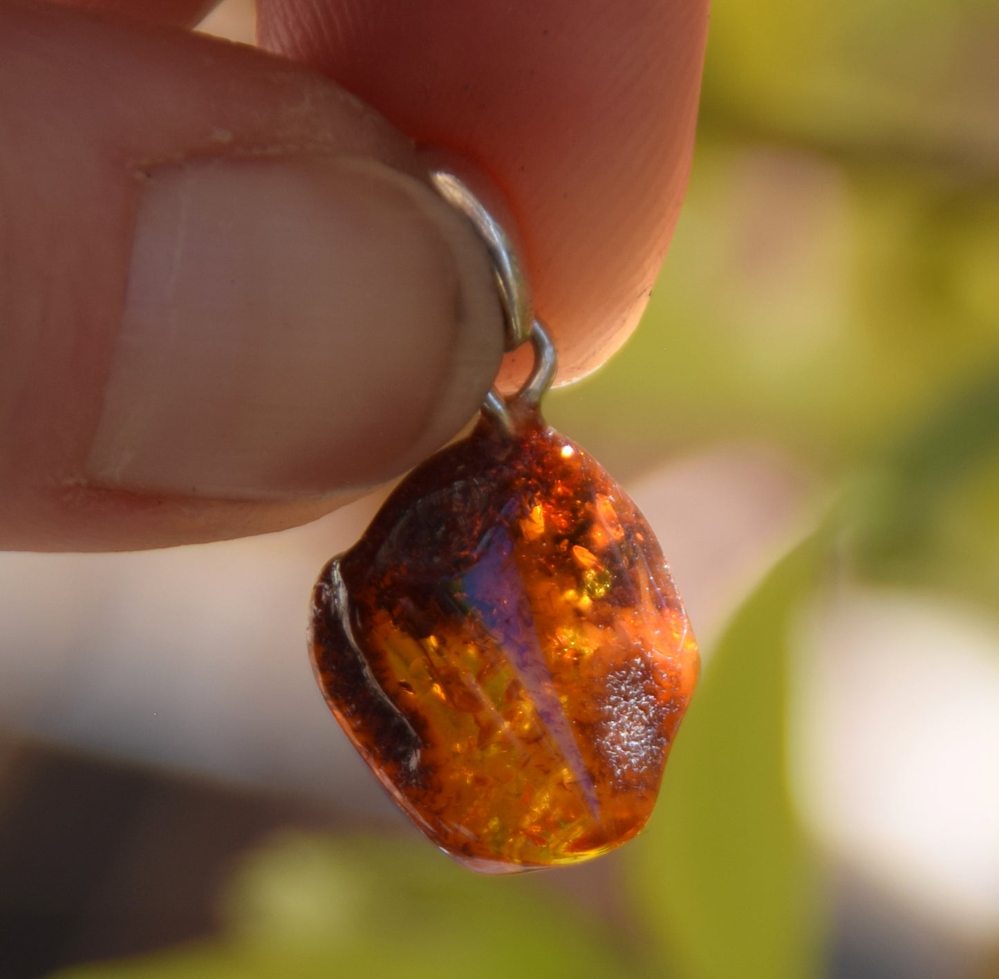 Simple pendant, natural raw brown Amber and 925 Silver, MJ Baltica, BW206