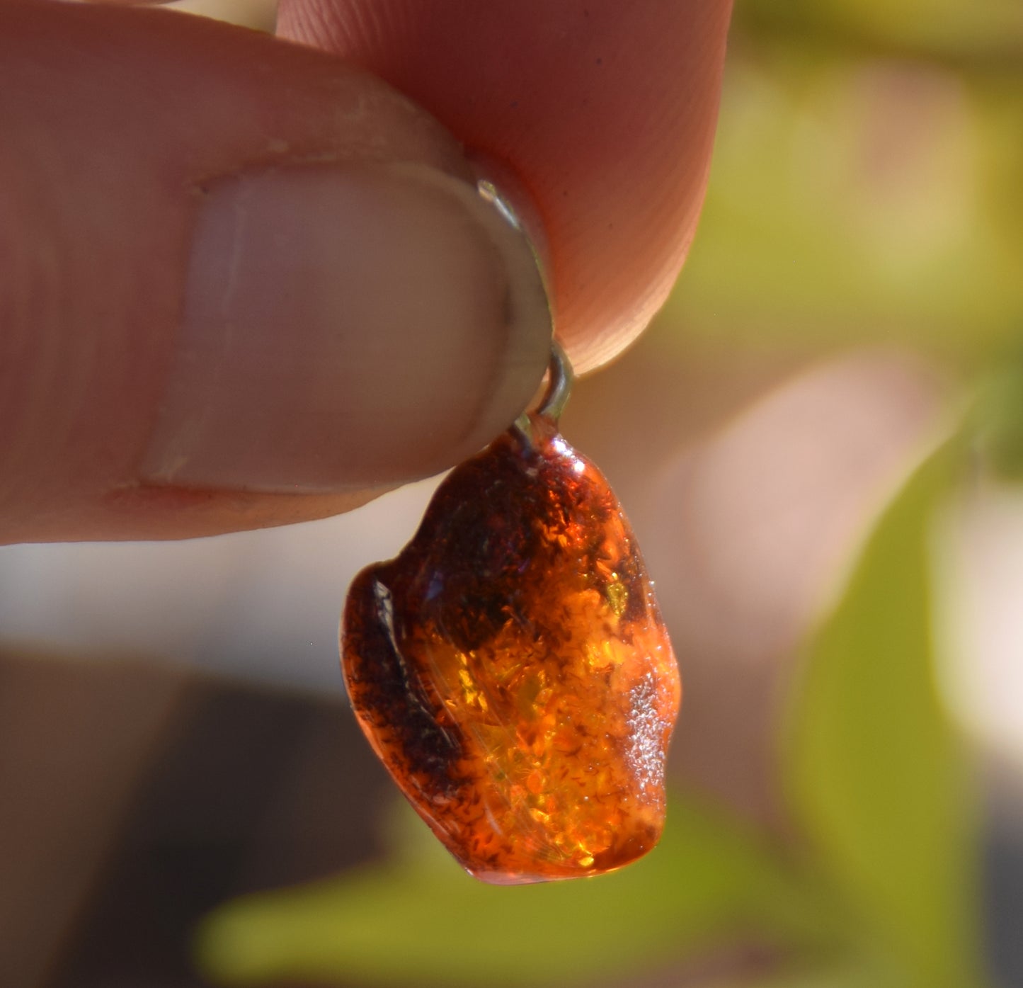 Simple pendant, natural raw brown Amber and 925 Silver, MJ Baltica, BW206