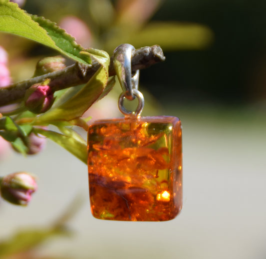 MJ Baltica, ciondolo, Ambra naturale Baltica, Argento 925, unico, irregolare, unisex, artigianale, BW209
