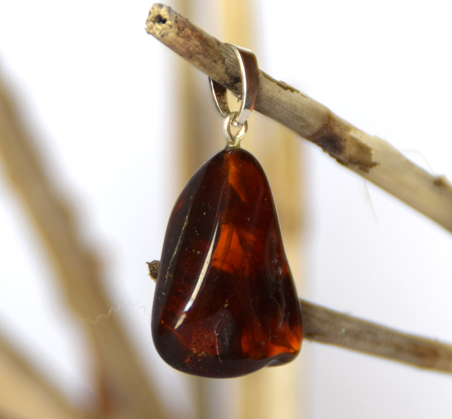 MJ Baltica, pendant, natural Baltic Amber, 925 Silver, unique, irregular, unisex, handcrafted, BW209