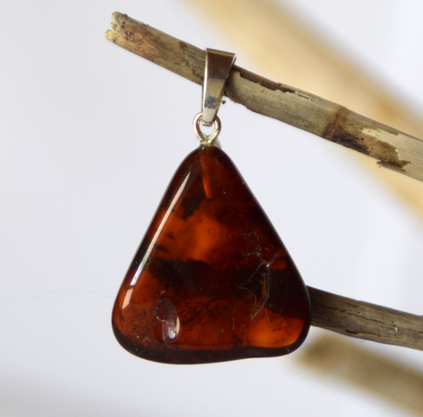 MJ Baltica, pendant, natural Baltic Amber, 925 Silver, unique, irregular, unisex, handcrafted, BW209