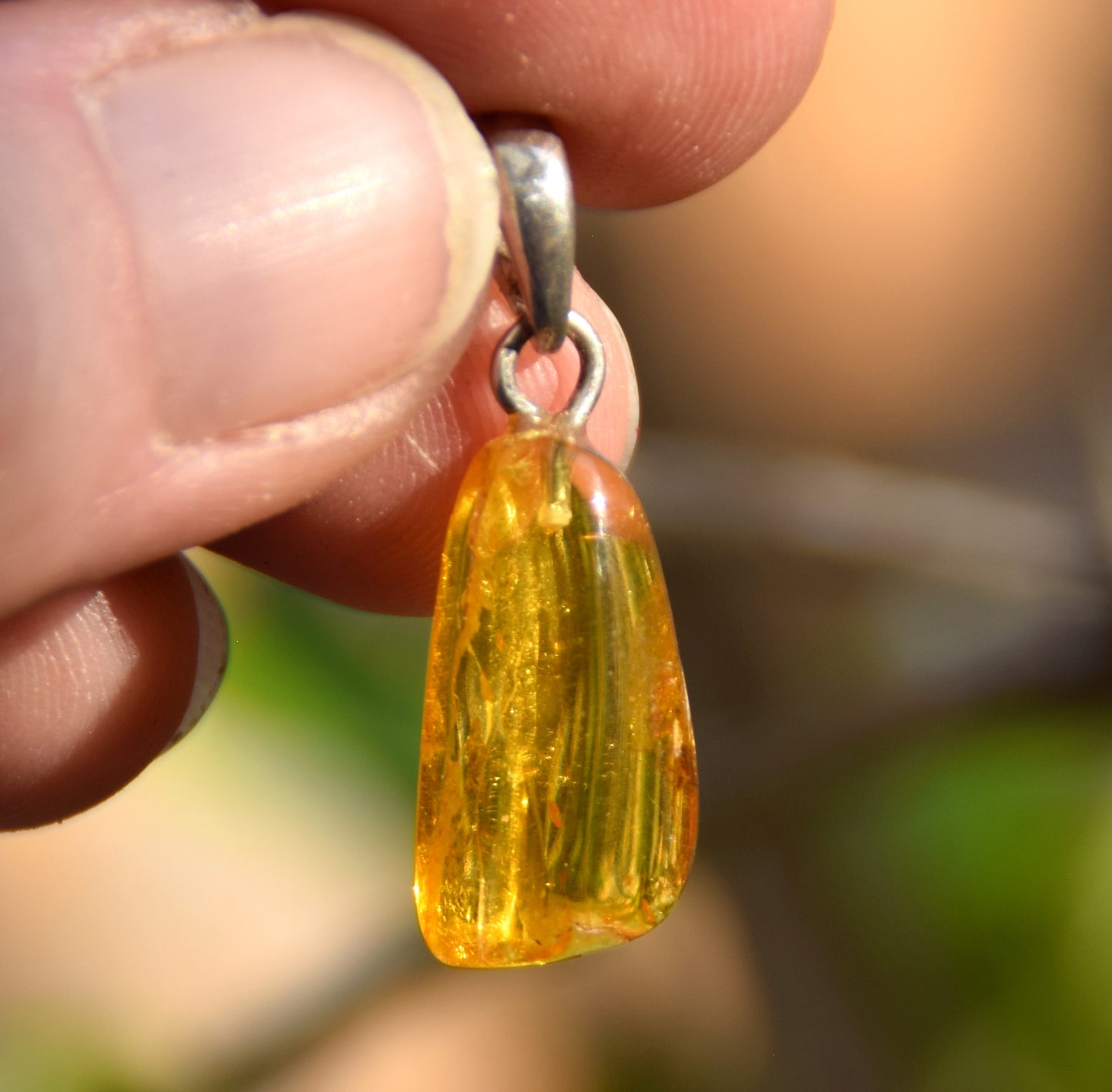 Collectible natural Baltic Amber gemstone pendant with fossil inclusions, MJ Baltica, BW304