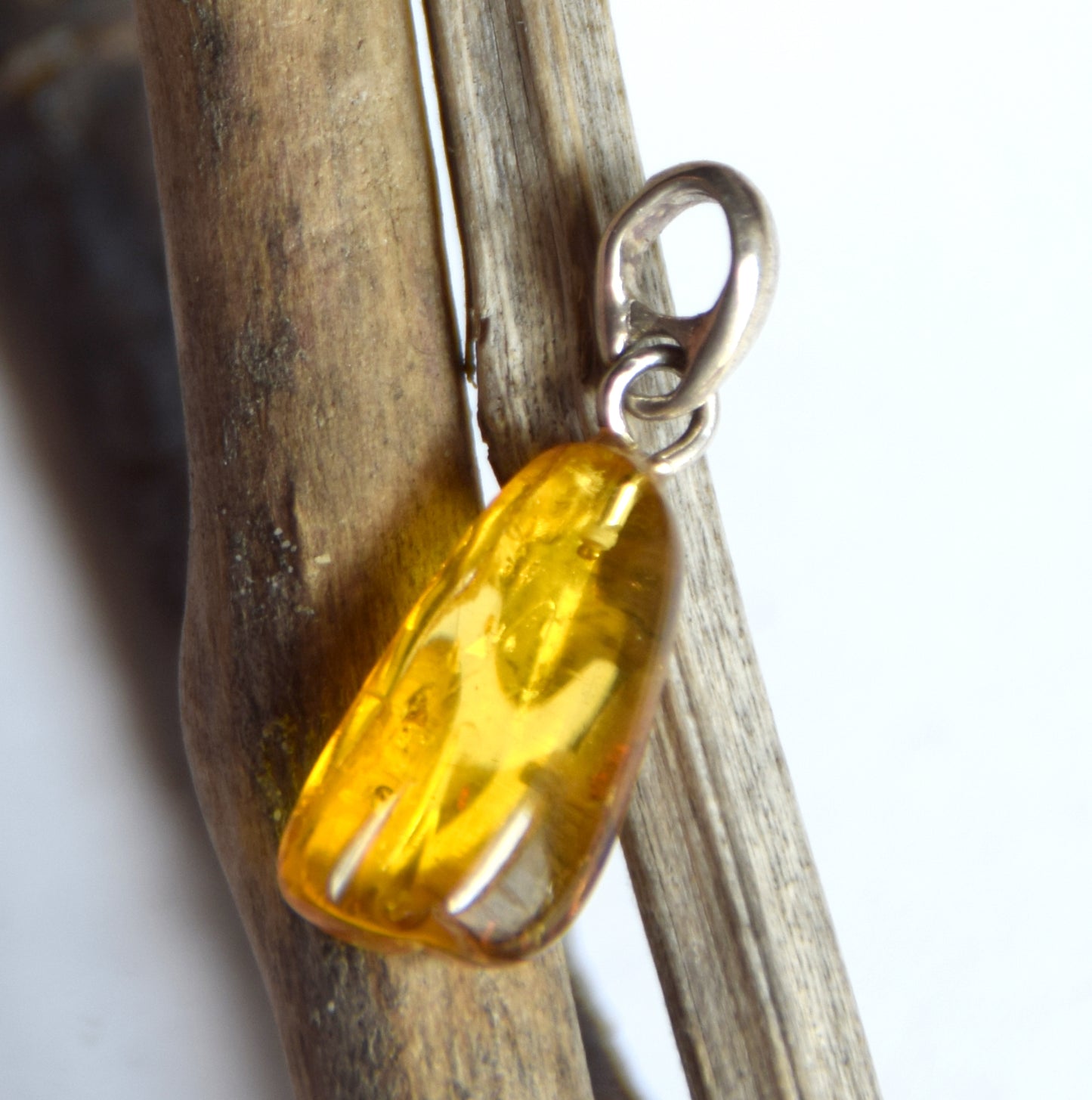 Collectible natural Baltic Amber gemstone pendant with fossil inclusions, MJ Baltica, BW304