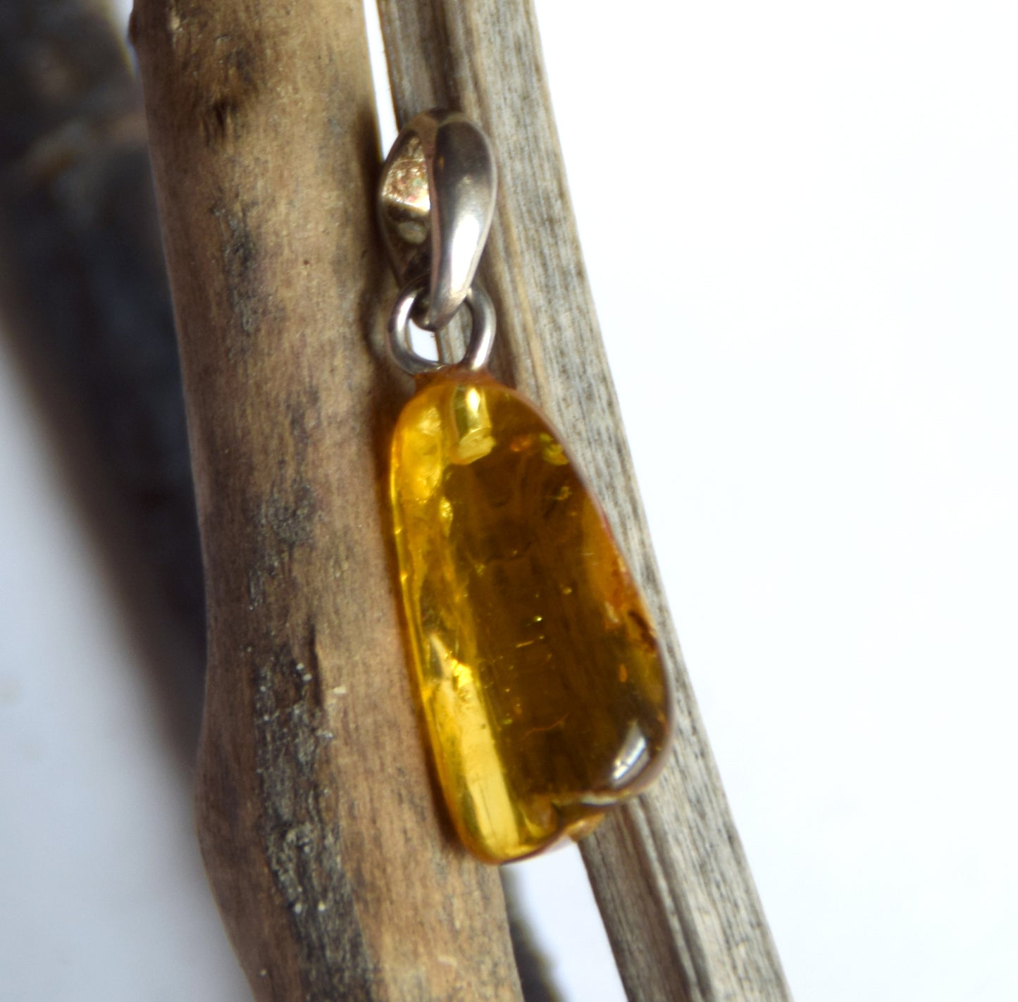 Collectible natural Baltic Amber gemstone pendant with fossil inclusions, MJ Baltica, BW304