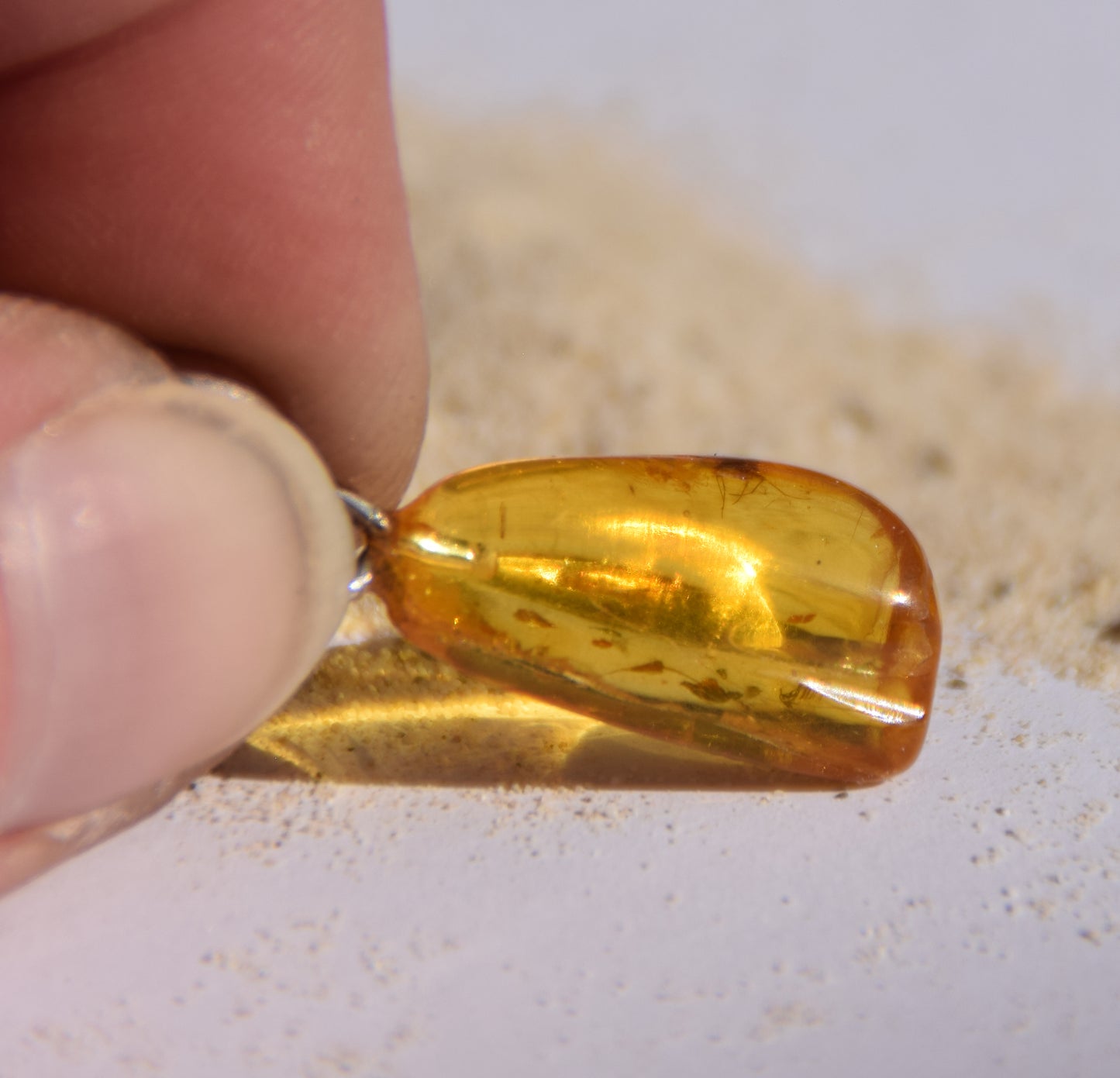 Collectible natural Baltic Amber gemstone pendant with fossil inclusions, MJ Baltica, BW304