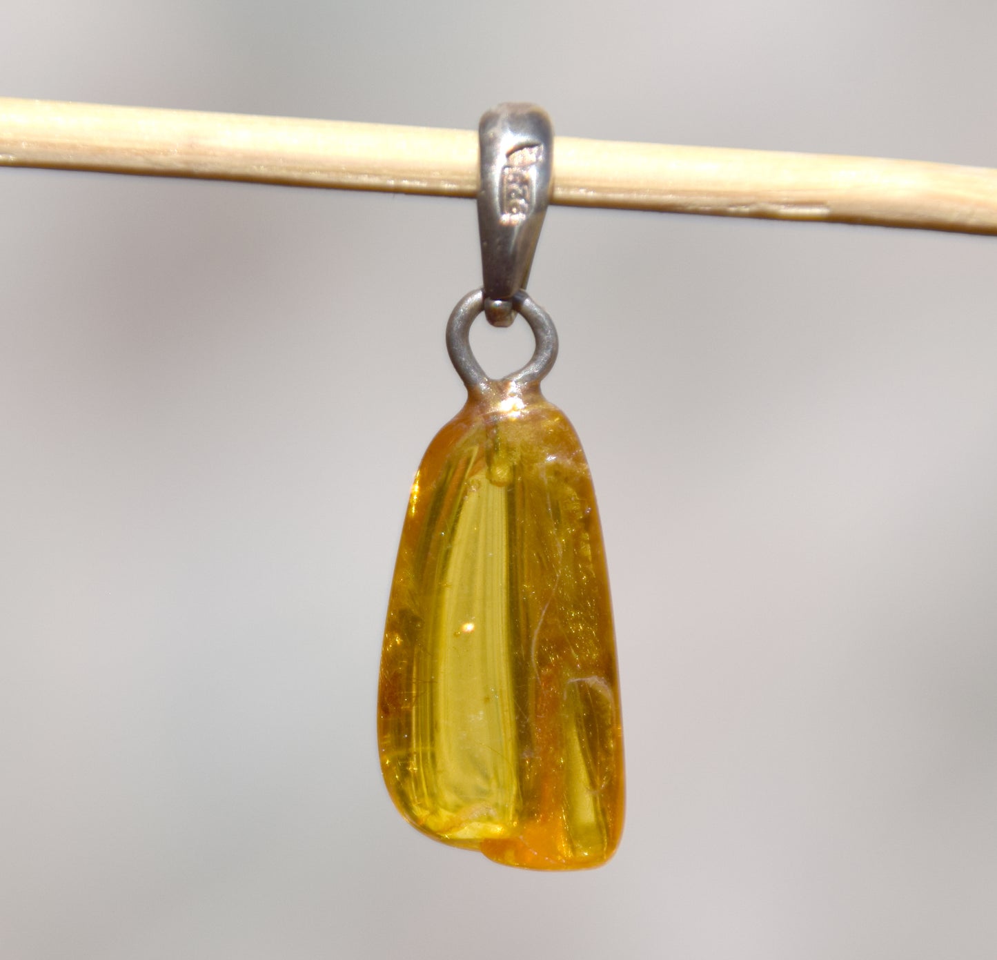 Collectible natural Baltic Amber gemstone pendant with fossil inclusions, MJ Baltica, BW304