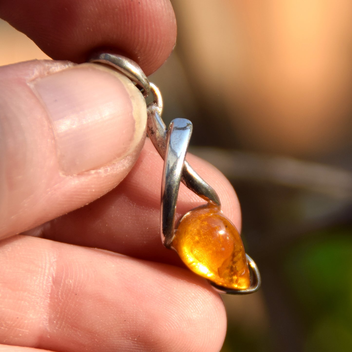 Pendant with natural Baltic Amber gemstone with fossil inclusions for collectors, MJ Baltica, BW305