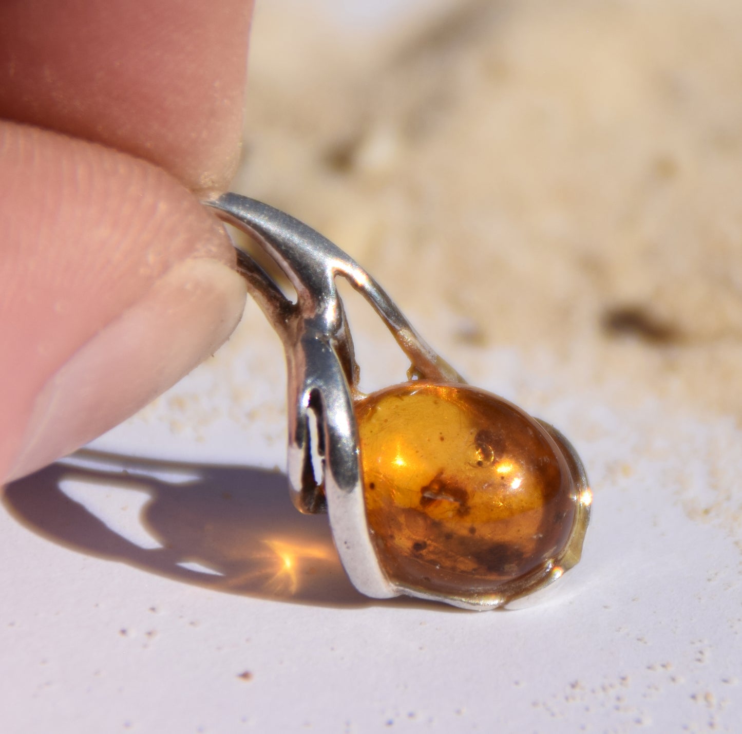 Natural Baltic Amber Pendant with Fossil Inclusions, MJ Baltica, BW306