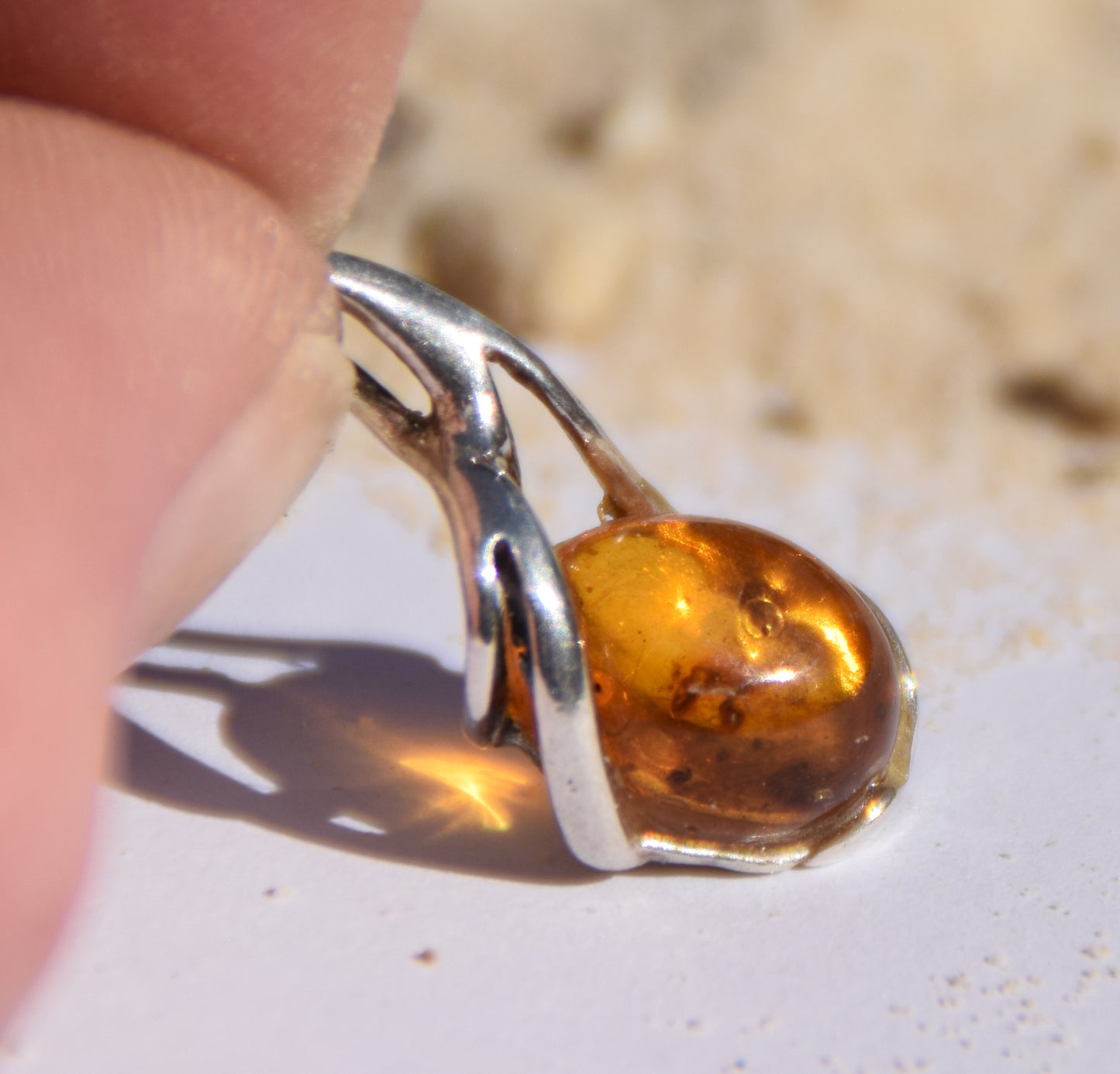 Natural Baltic Amber Pendant with Fossil Inclusions, MJ Baltica, BW306