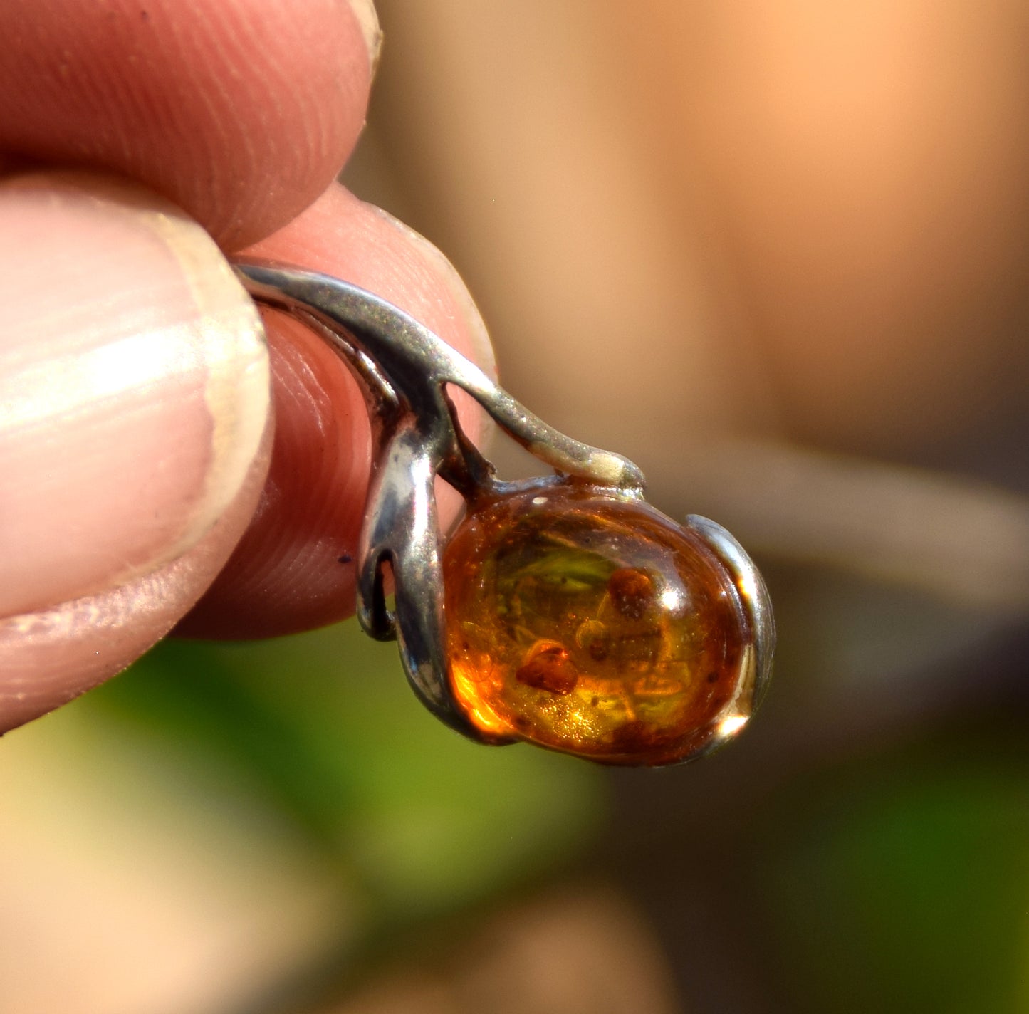 Natural Baltic Amber Pendant with Fossil Inclusions, MJ Baltica, BW306
