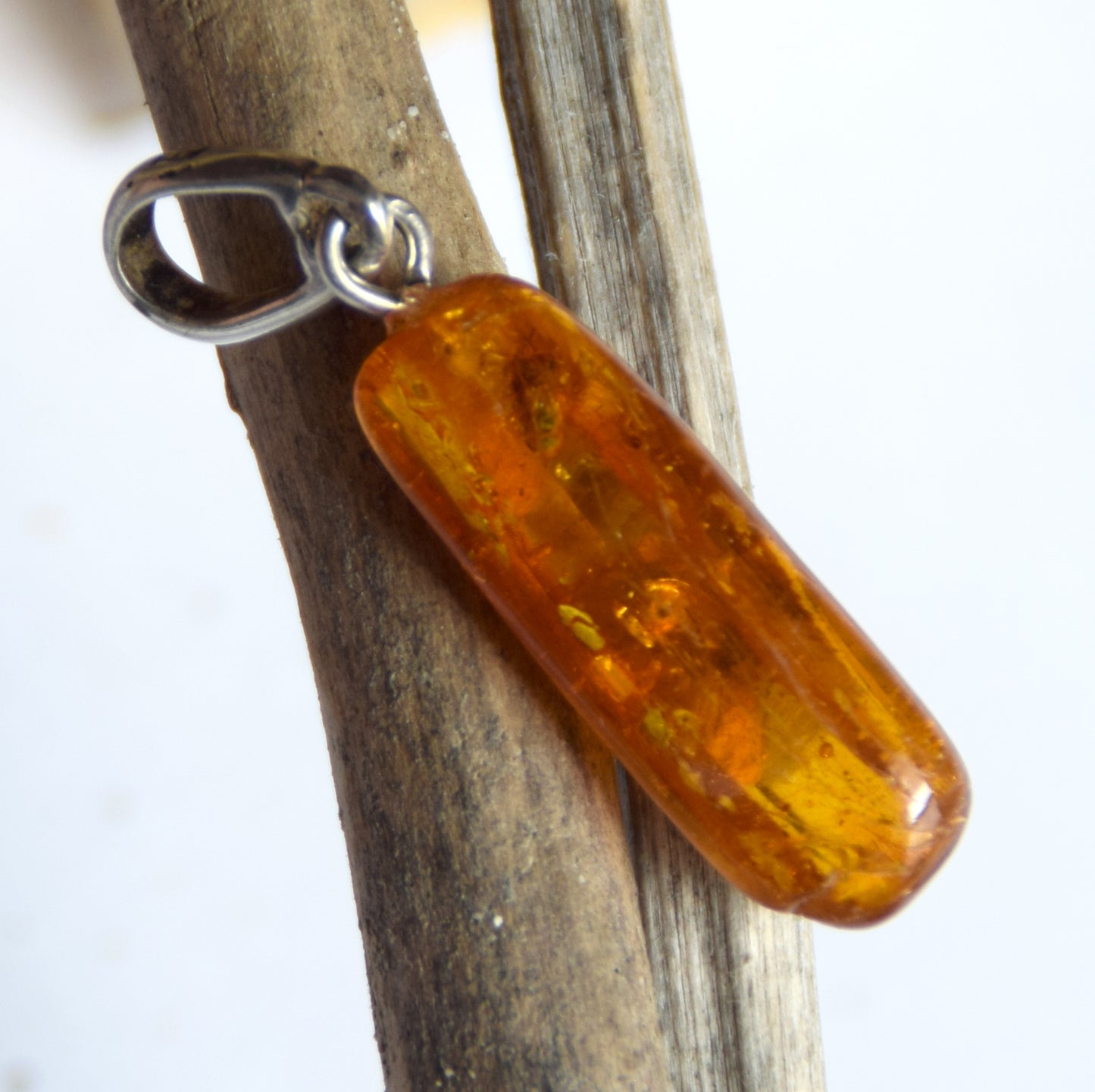 Pendant with Natural Baltic Amber Gemstone with Fossil Inclusions, MJ Baltica, BW307