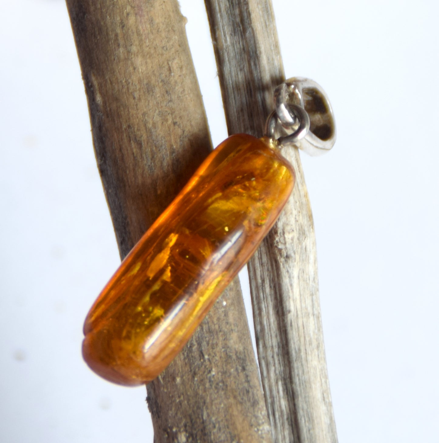 Pendant with Natural Baltic Amber Gemstone with Fossil Inclusions, MJ Baltica, BW307