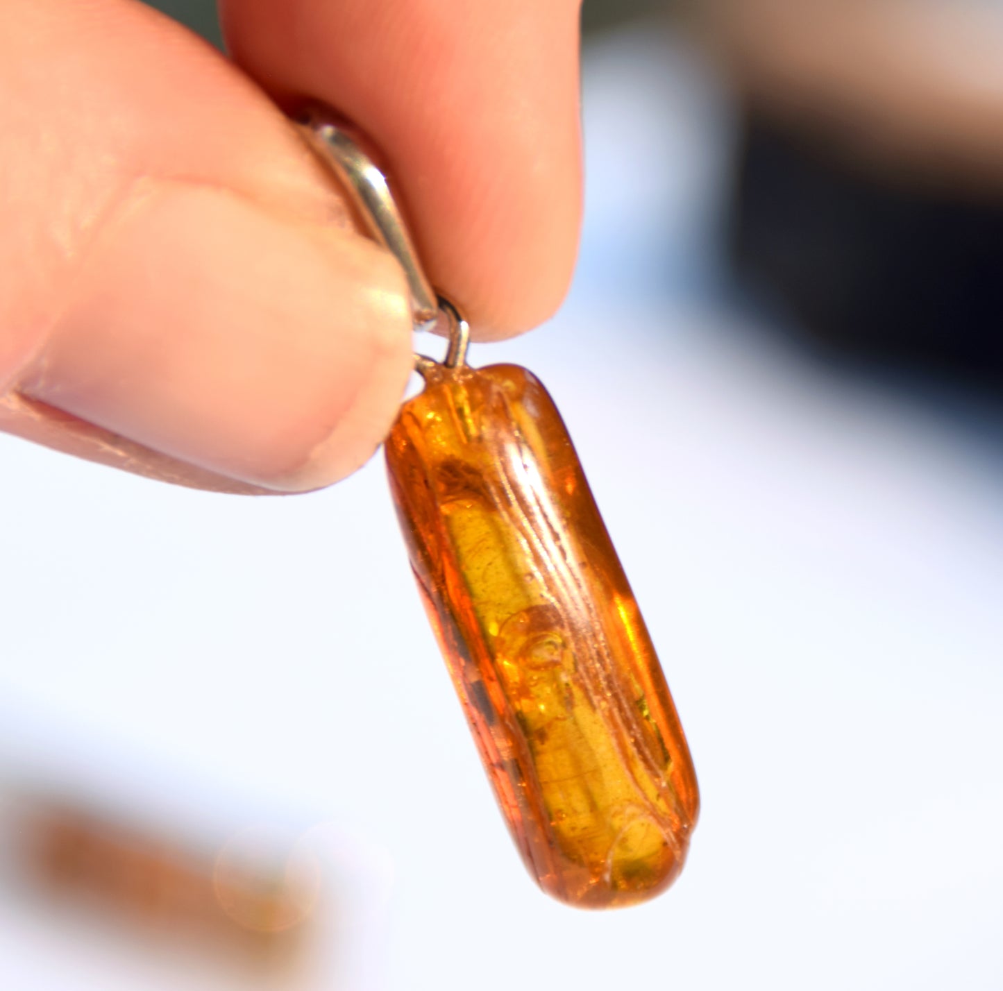 Pendant with Natural Baltic Amber Gemstone with Fossil Inclusions, MJ Baltica, BW307