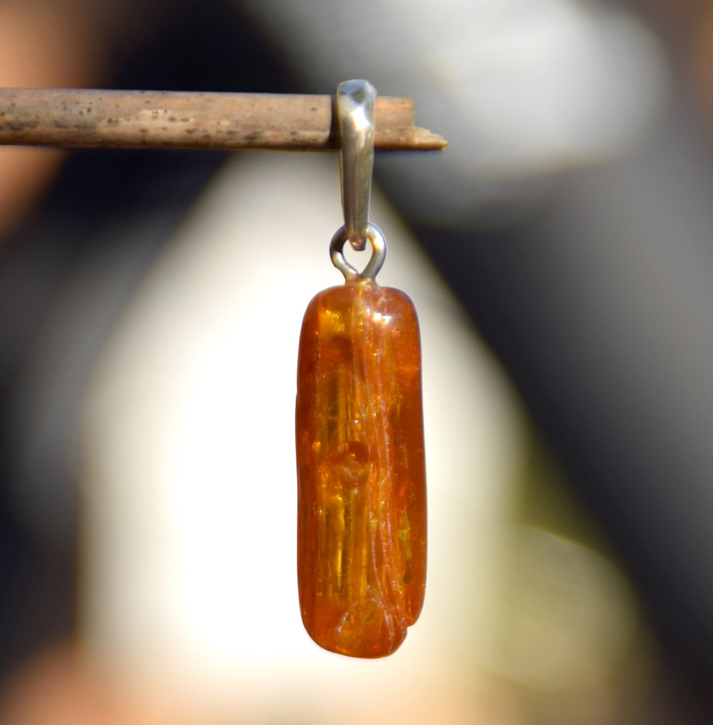 Pendant with Natural Baltic Amber Gemstone with Fossil Inclusions, MJ Baltica, BW307