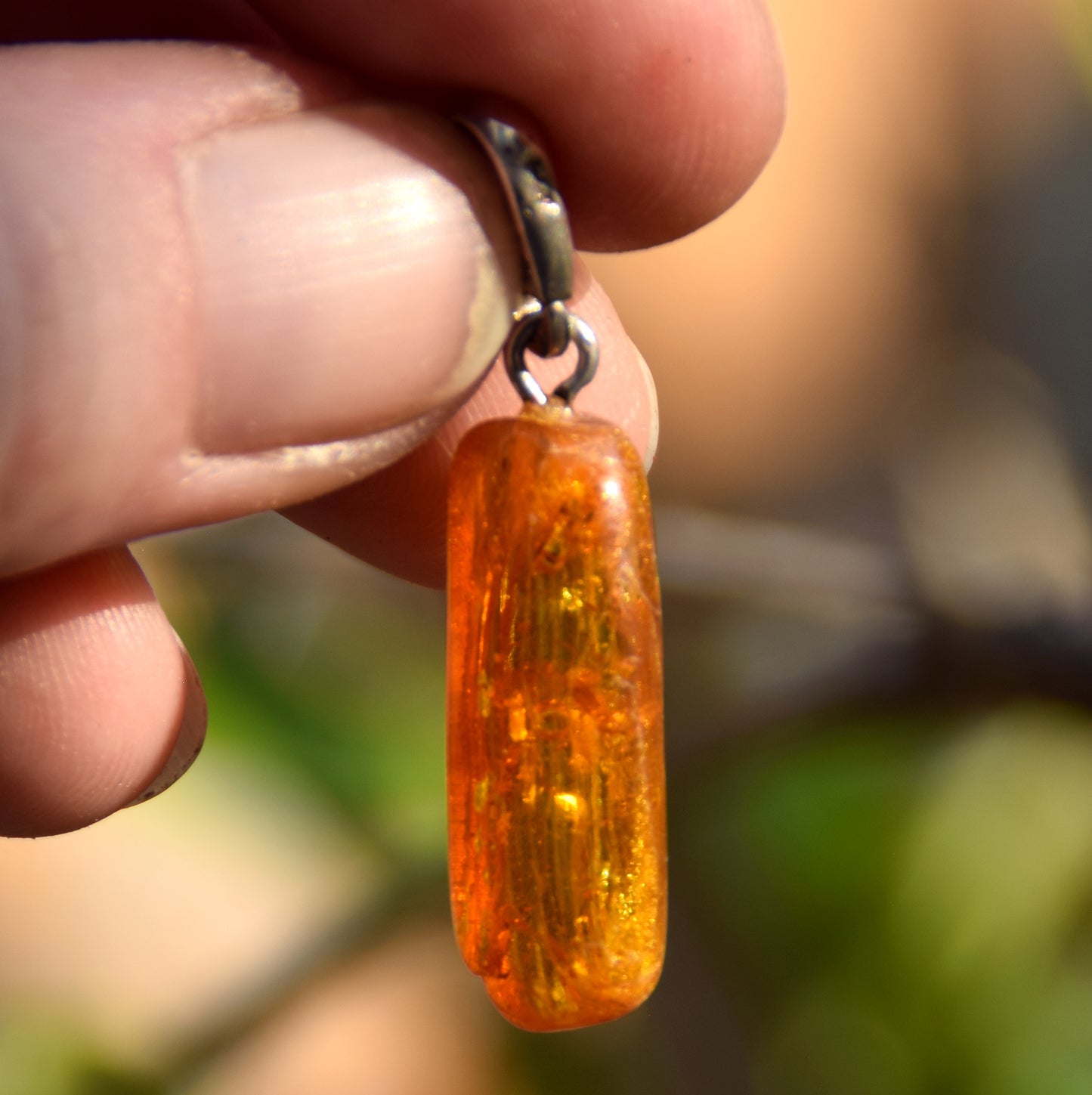Pendant with Natural Baltic Amber Gemstone with Fossil Inclusions, MJ Baltica, BW307