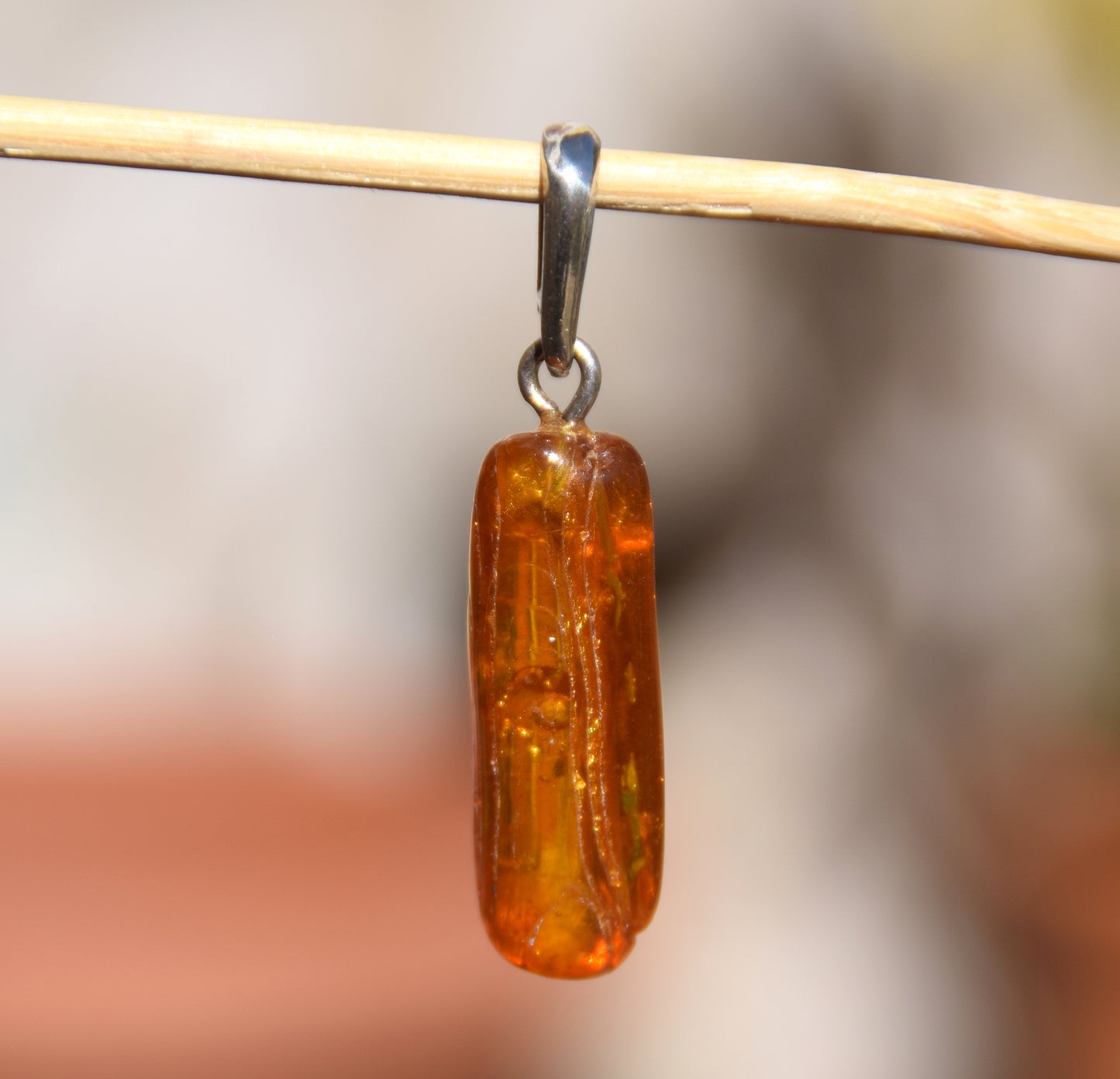 Pendant with Natural Baltic Amber Gemstone with Fossil Inclusions, MJ Baltica, BW307
