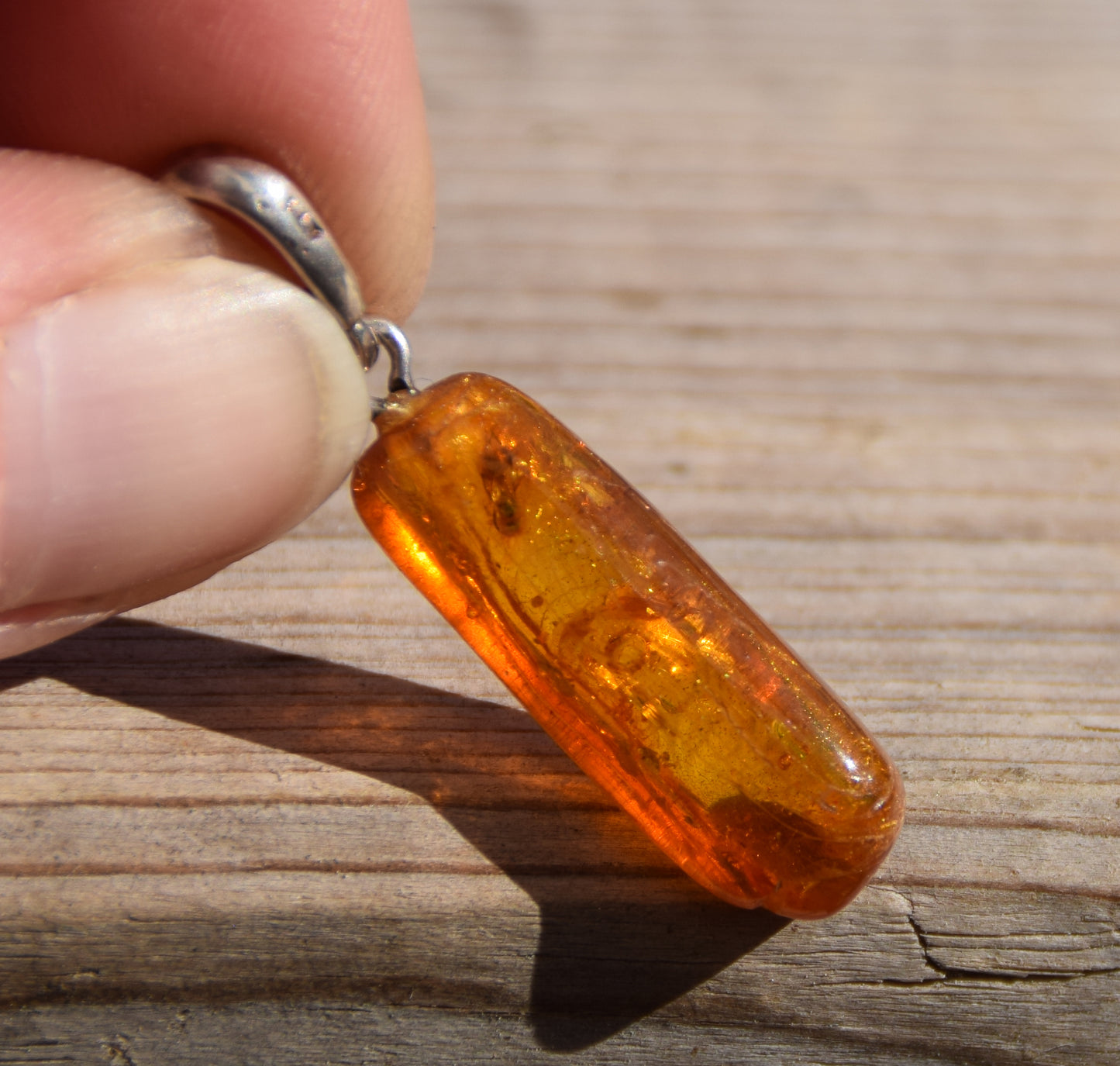 Pendant with Natural Baltic Amber Gemstone with Fossil Inclusions, MJ Baltica, BW307